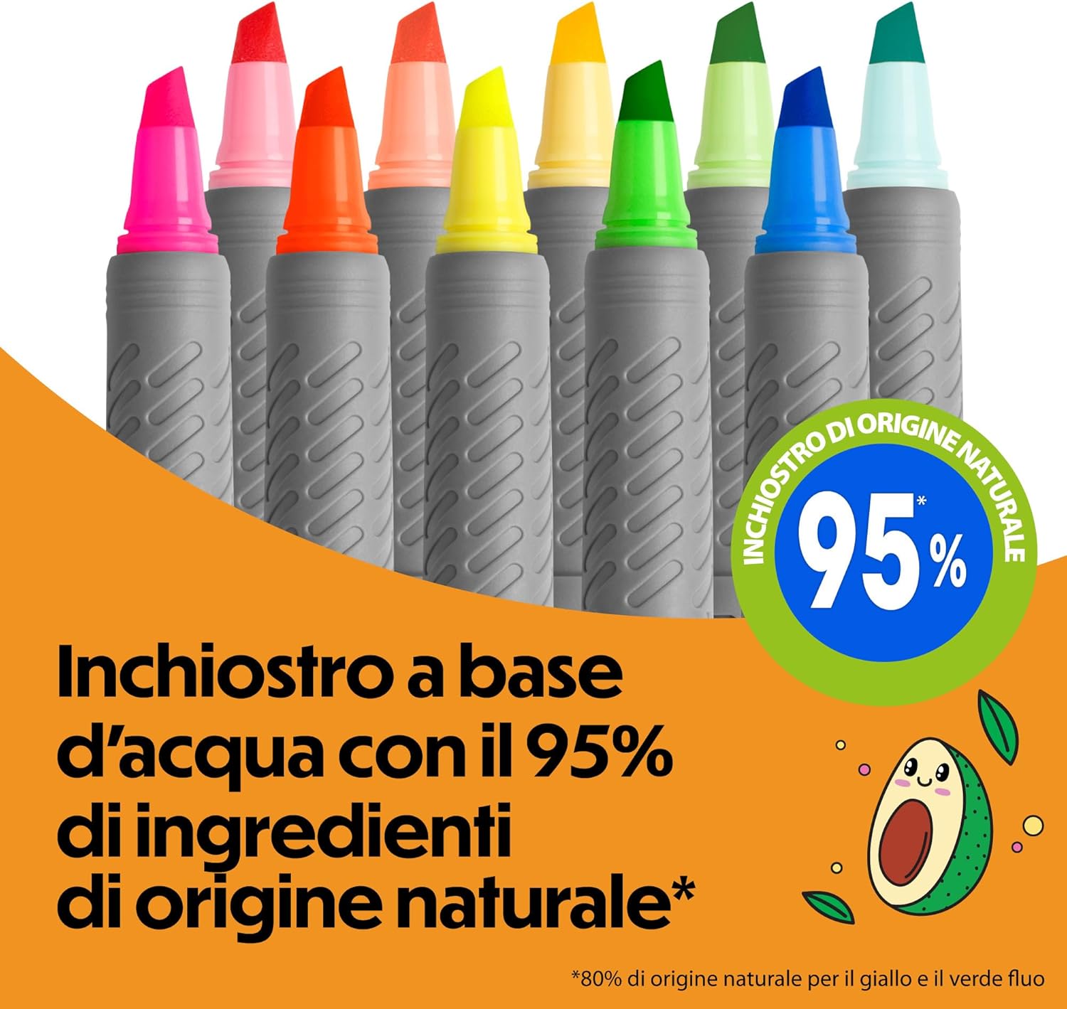 Detalle de Penne Evidenziatori BIC Highlighter Grip Décor Serie Kawaii Punta a Scalpello – Confezione da 10