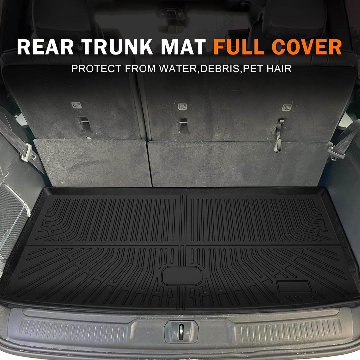 Thumbnail 5 de KUST All-Weather Floor Mats for 2022-2025 Jeep Wagoneer (7-Seater) with Raised Lip and Rear Trunk Mat