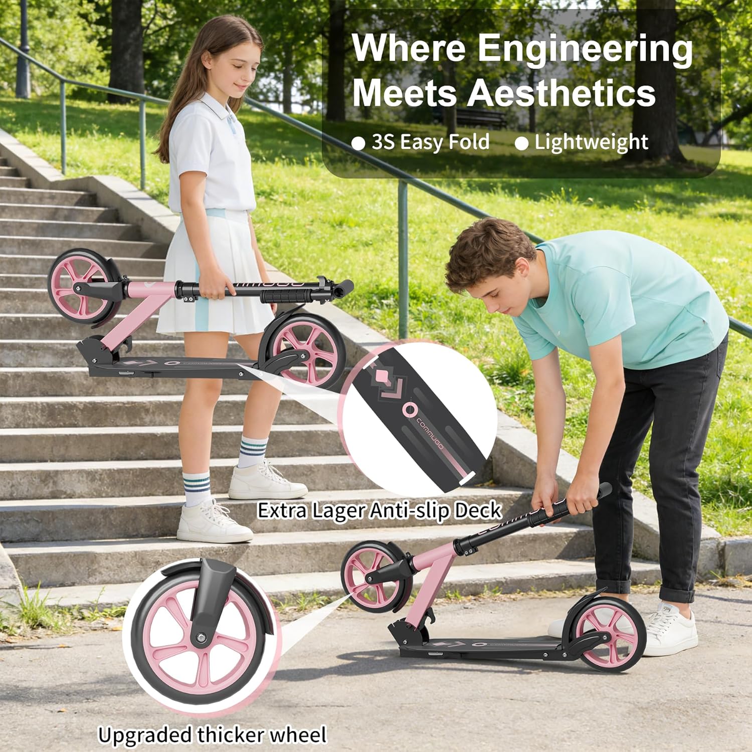 Thumbnail 4 de Commugo Kick Scooter for Kids 5-12, Teens & Adults (CPSC Certified, Foldable, 8-Inch Wheels)