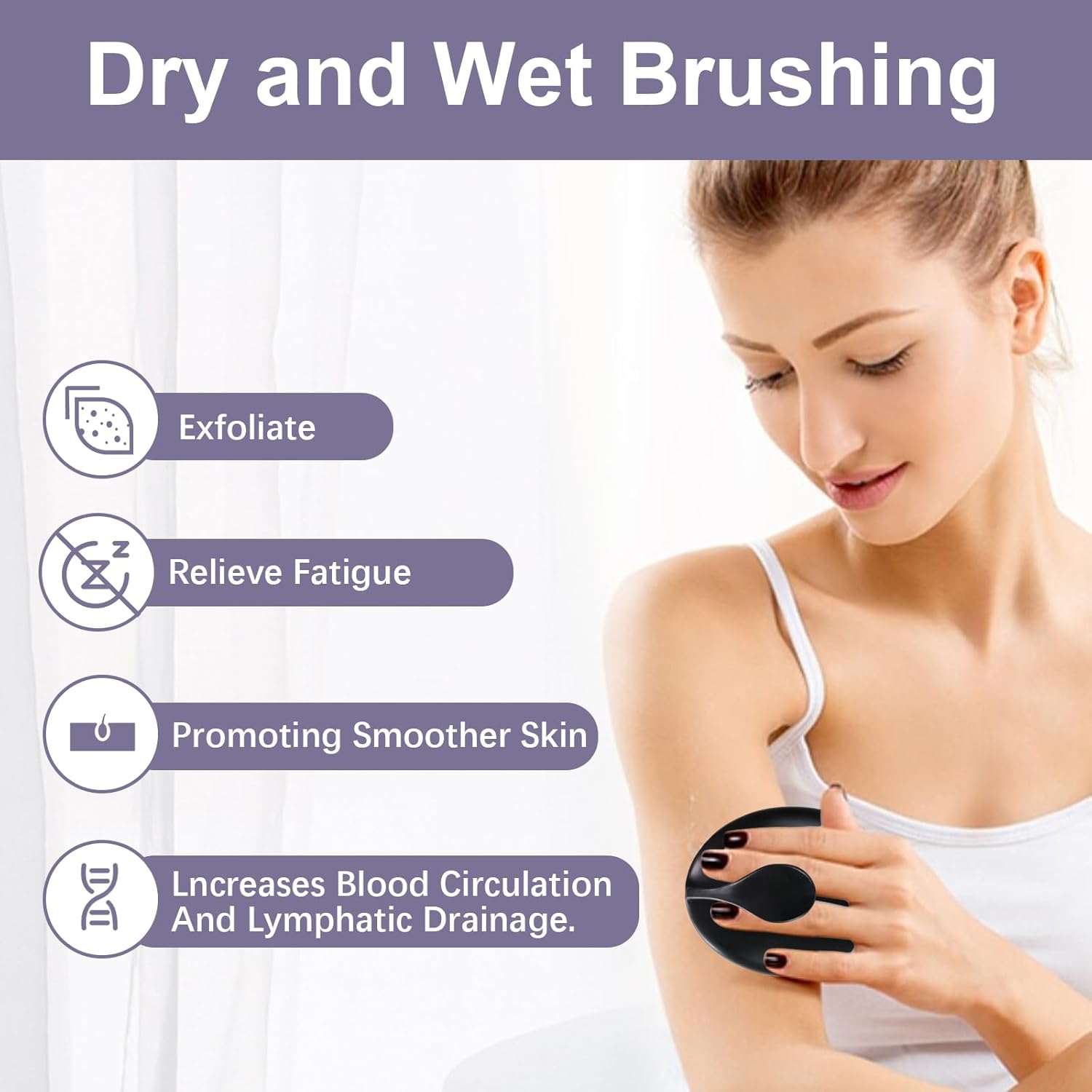 Detalle 2 de Dry Brushing Body Brush by Boar Bristles for exfoliation & lymphatic drainage 🫧