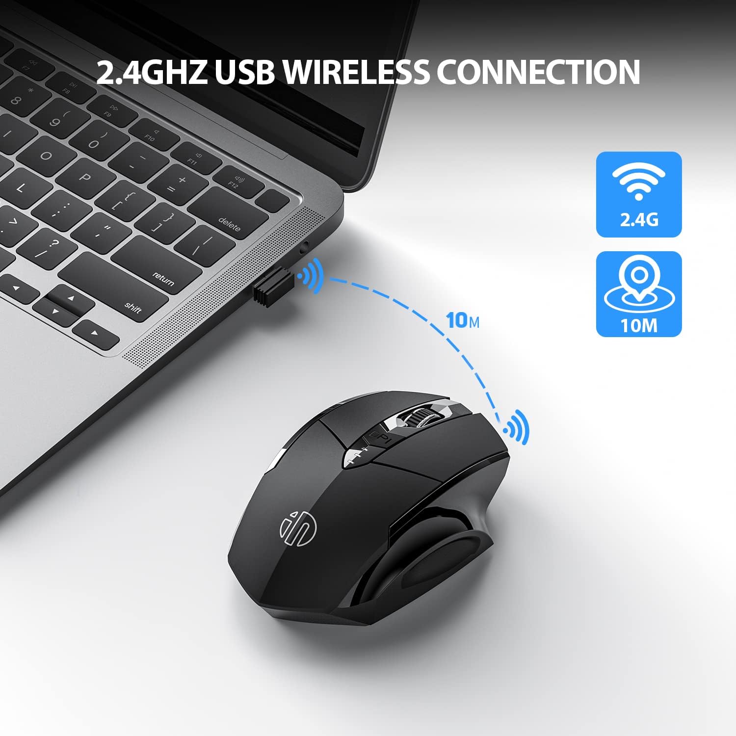Detalle 2 de INPHIC Pro 2,4G Funkmaus 1600 DPI mit Akku