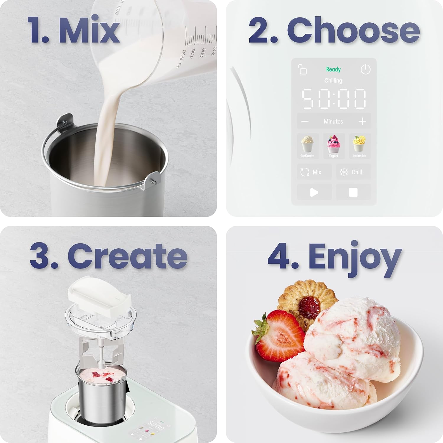 Thumbnail 5 de Chefman Iceman RJ64-10-WHT-CA Ice Cream Maker, Compressor, 3 Presets