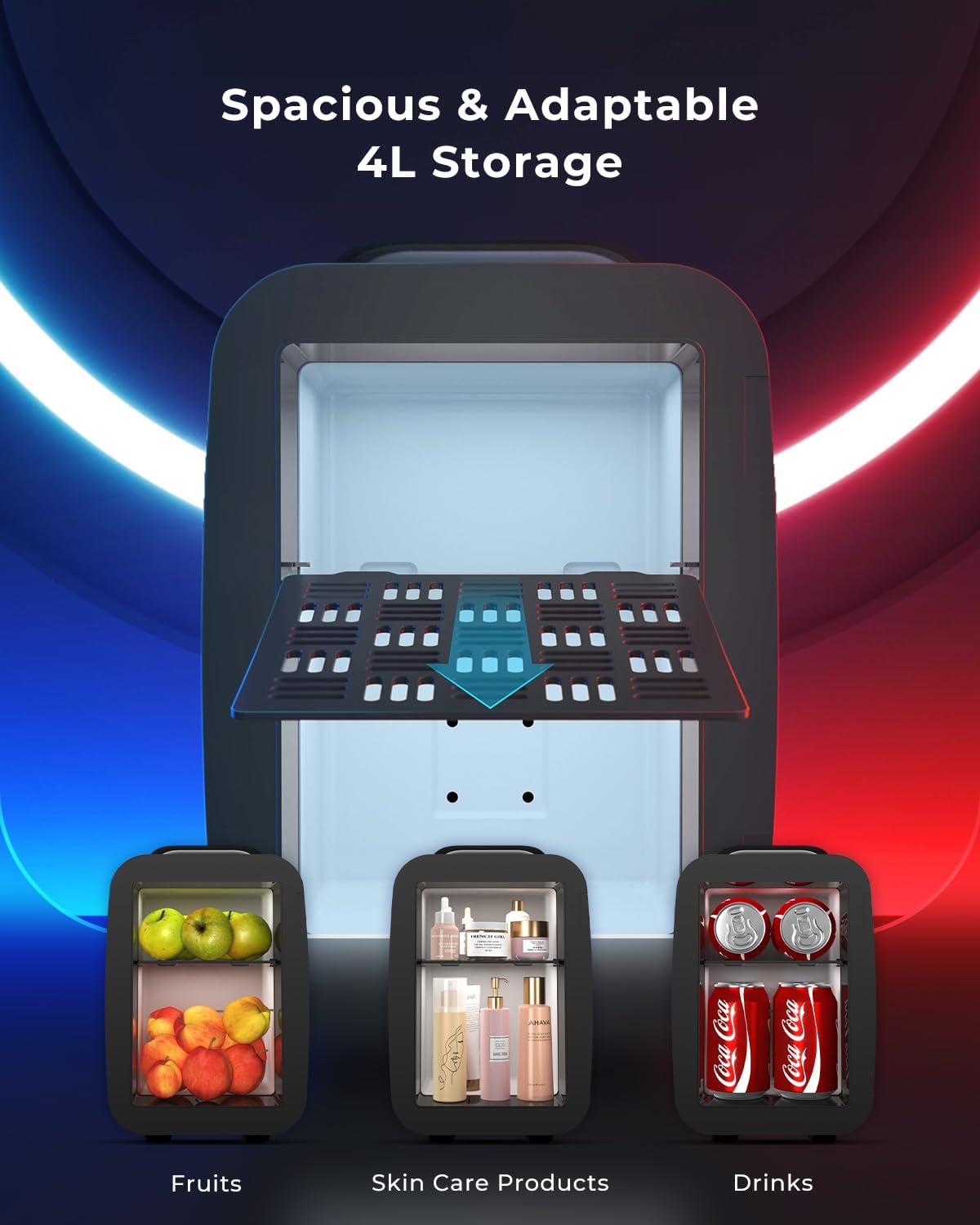 Thumbnail 1 de BEICHEN Mini Kühlschrank 4L (6 Dosen) mit Kühl- und Heizfunktion, 7 RGB-Lichtmodi – leise Minikühlbox für Büro, Gaming & Auto