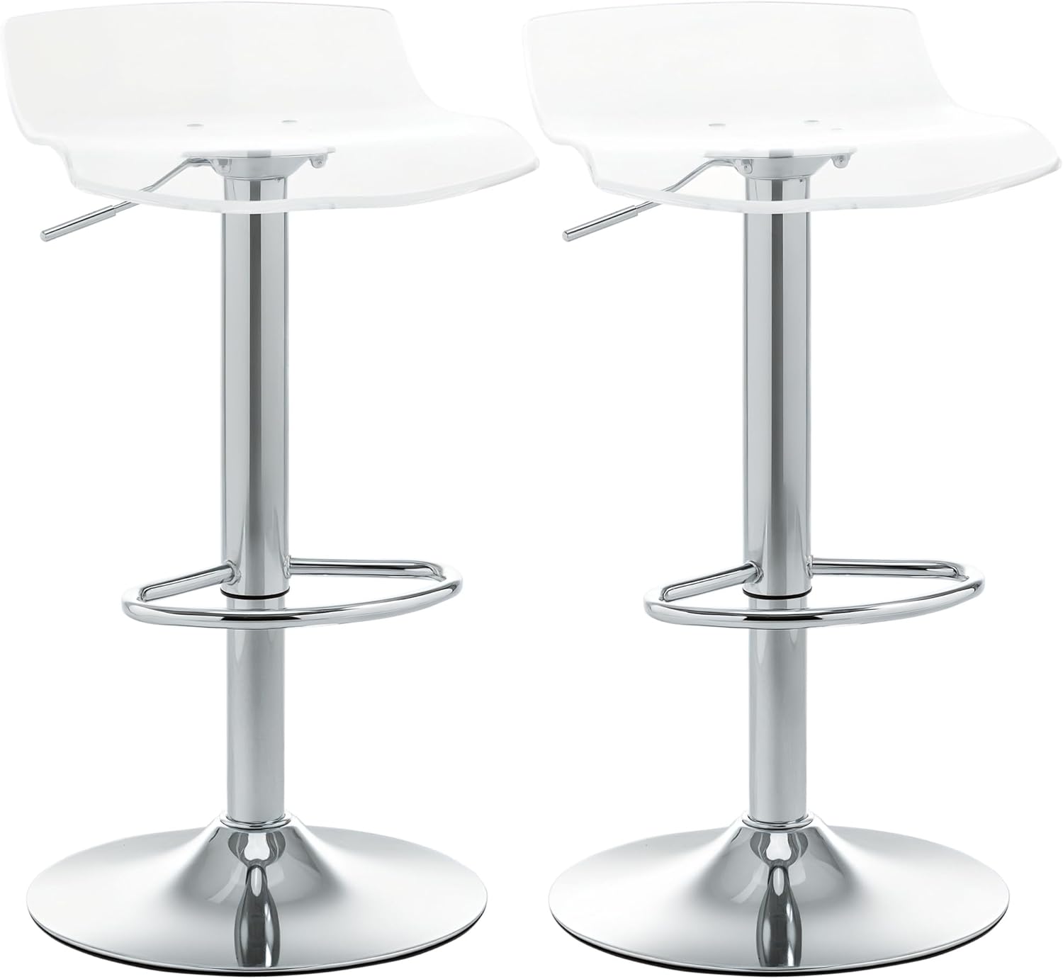 HOMCOM Lot de 2 tabourets de bar design transparents, assise acrylique pivotante 360° et hauteur réglable