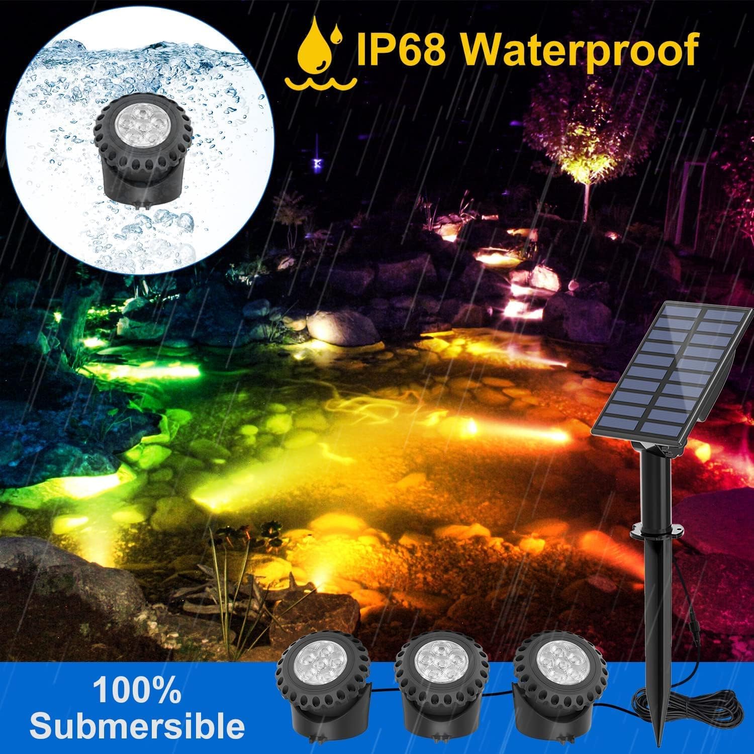Thumbnail 2 de NATPOW Solar Pond Light, Underwater RGB Colour Changing 2-in-1