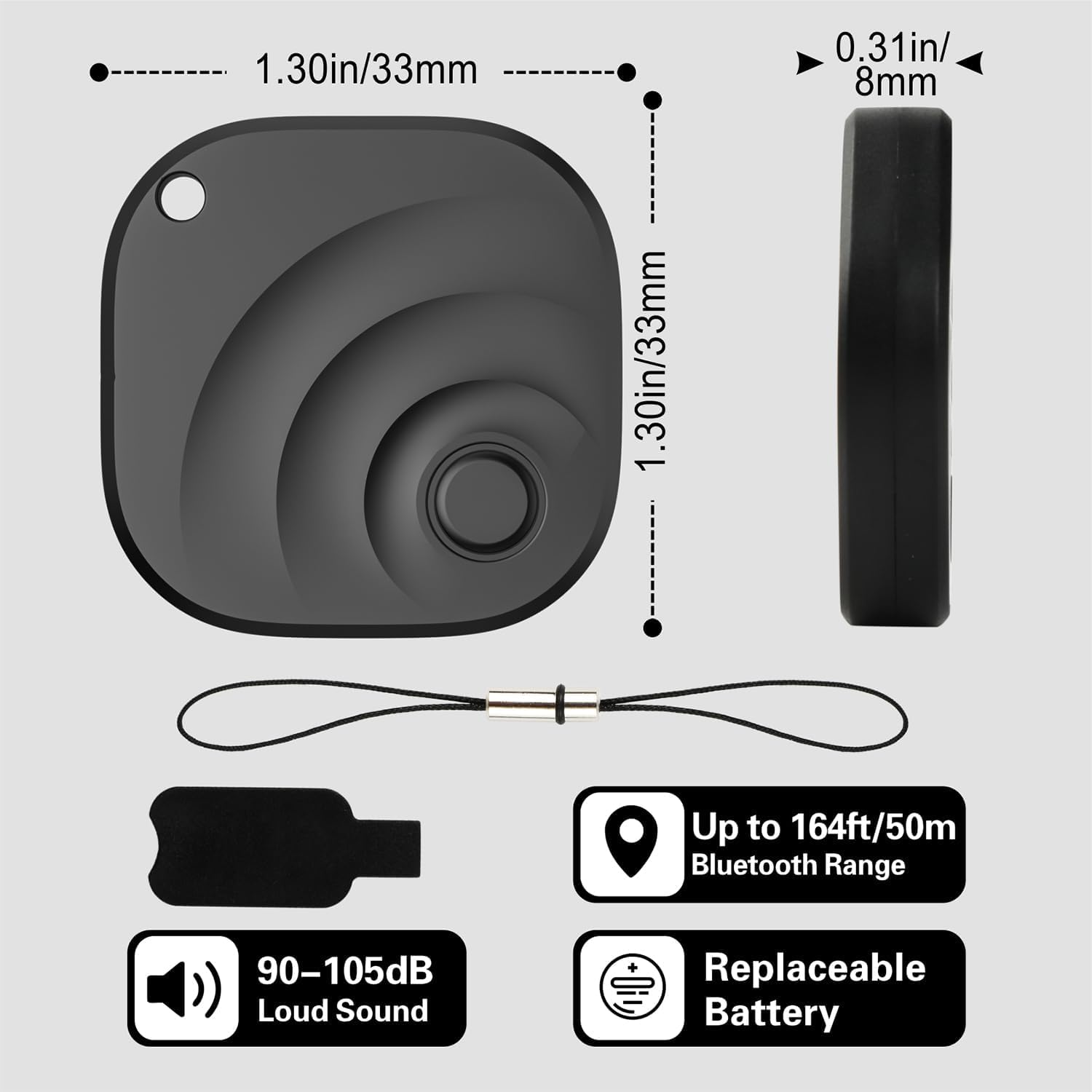 Detalle de Reyke Tracker Android: Smart Tag compatibile con Google Find My, set da 4 pezzi