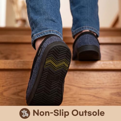 Detalle de LongBay Men's Moccasin Slippers Memory Foam – Navy Blue (UK 10)
