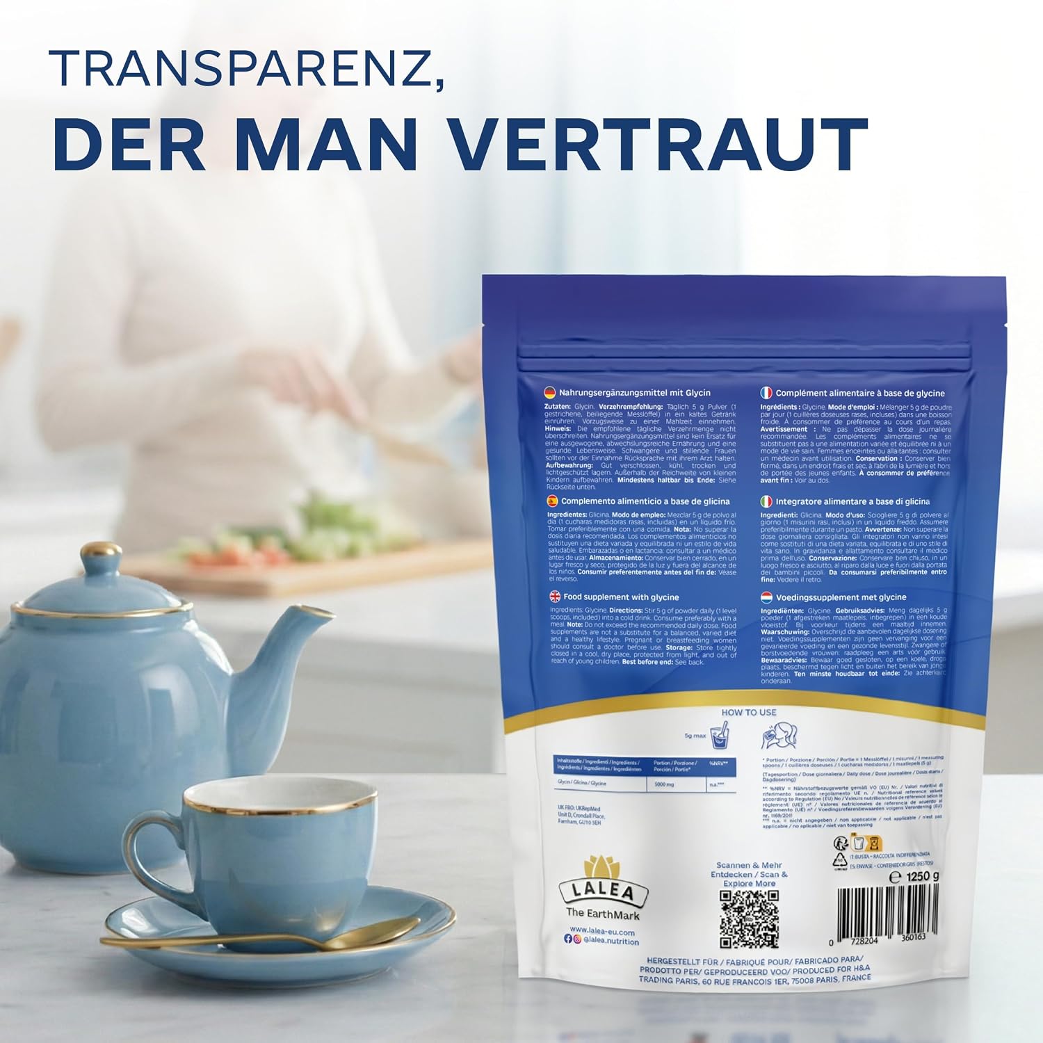 Thumbnail 6 de LALEA Glycin Pulver 500g – 100% reines L-Glycin, vegan, hochlöslich – Schlaf, Gelenke & Haut unterstützen