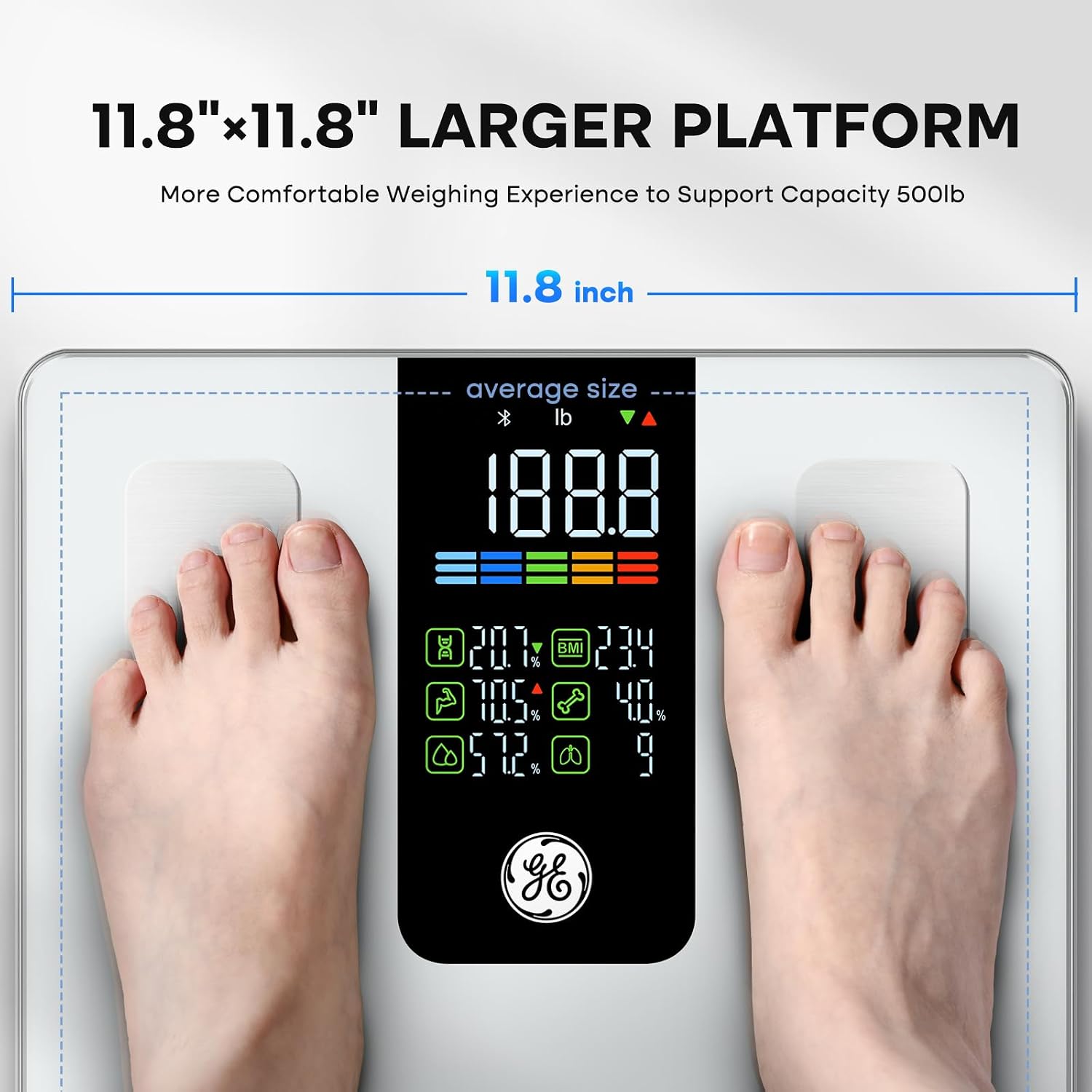 Detalle de GE Fit Plus LN Smart Body Composition Scale, 500 lb Capacity, 11.8-Inch Platform