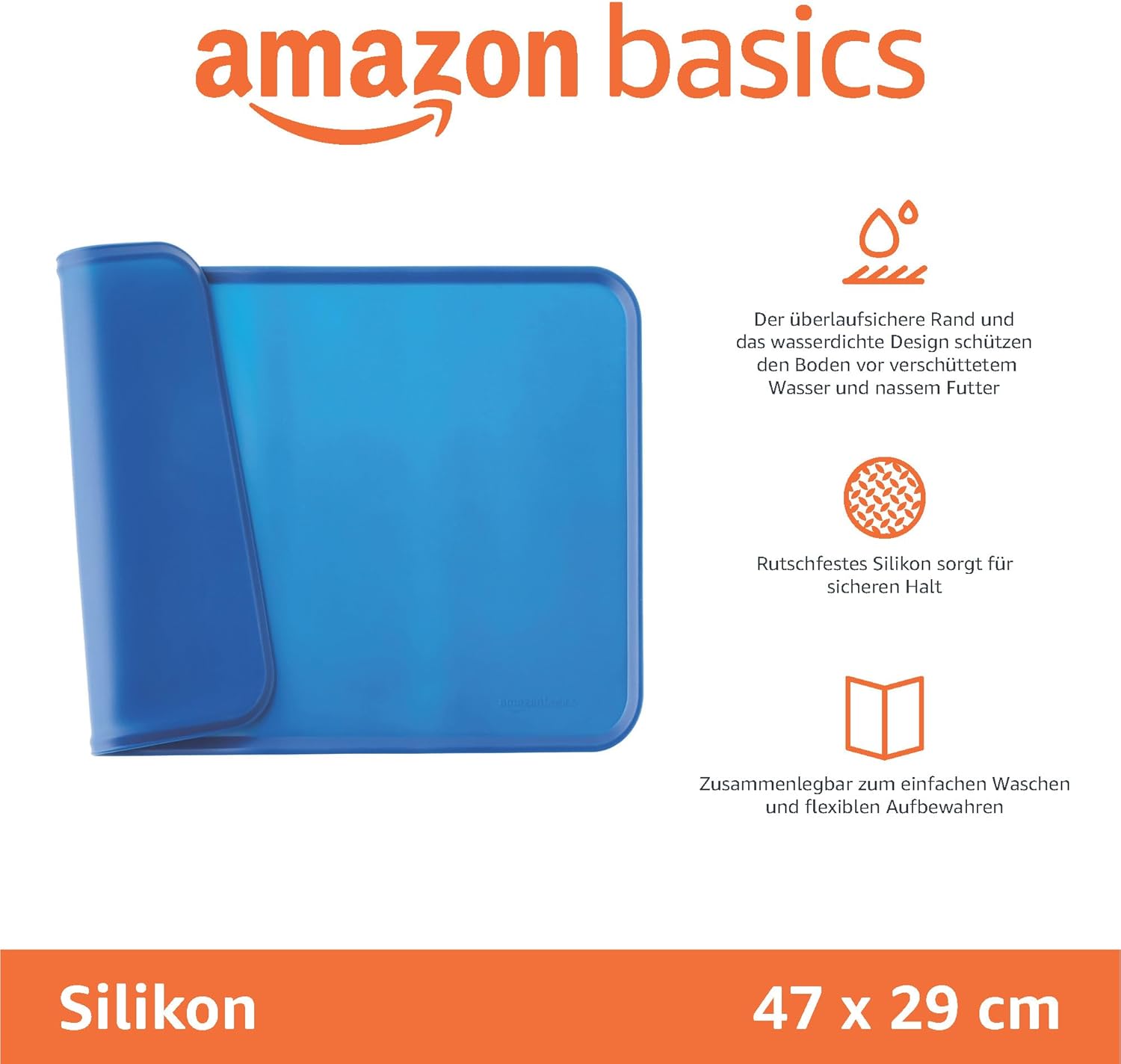 Thumbnail 1 de Amazon Basics wasserabweisende Silikon-Napfunterlage 47 x 29 cm, blau