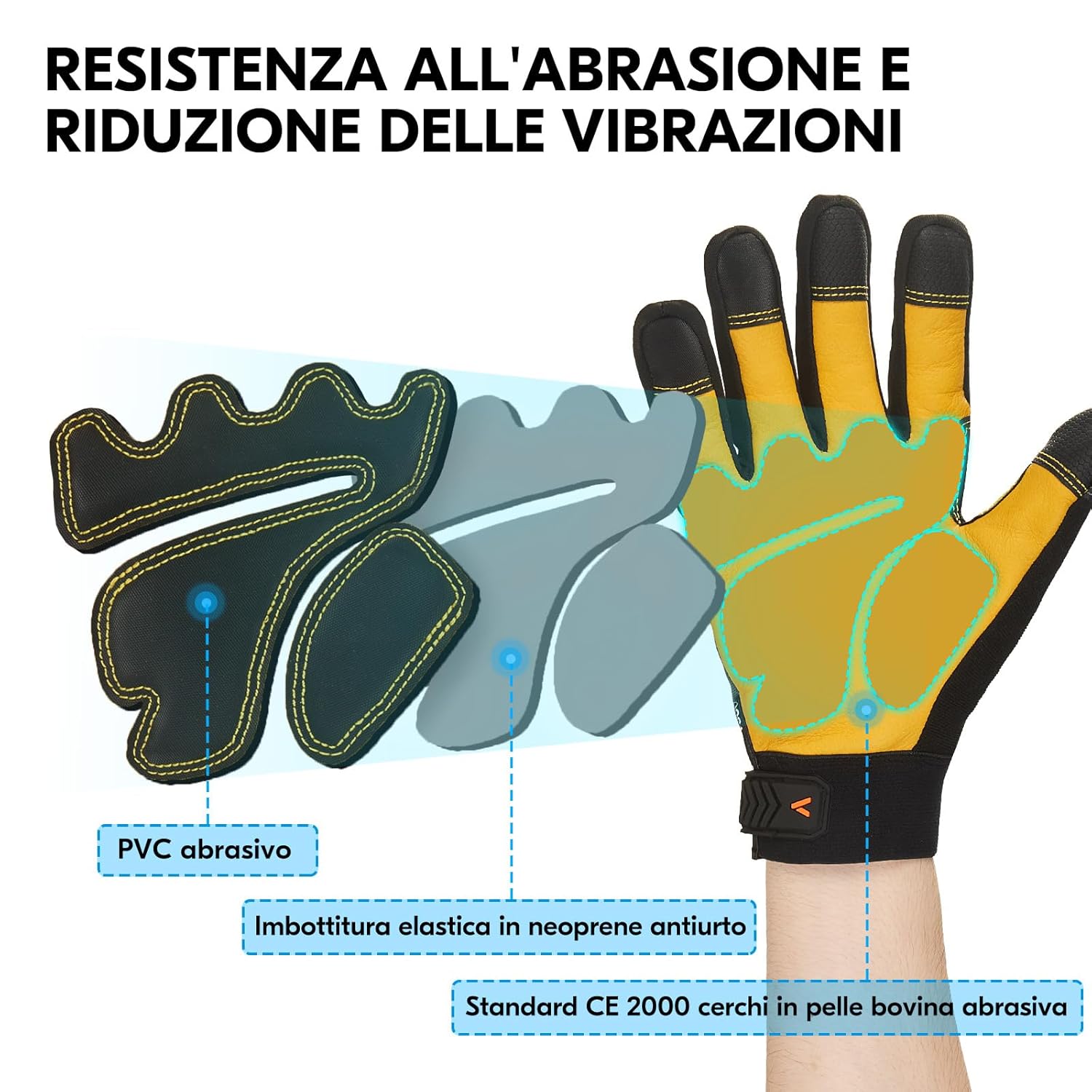 Thumbnail 1 de Guanti da lavoro antitaglio Vgo… EN388 Level C A3, per edilizia e motosega, antivibrazione 360°