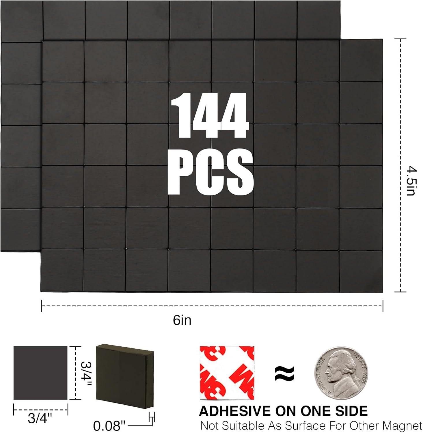 Detalle de CHUNNIAO 3/4" 80mil Magnet 144PCS Adhesive Magnetic Squares
