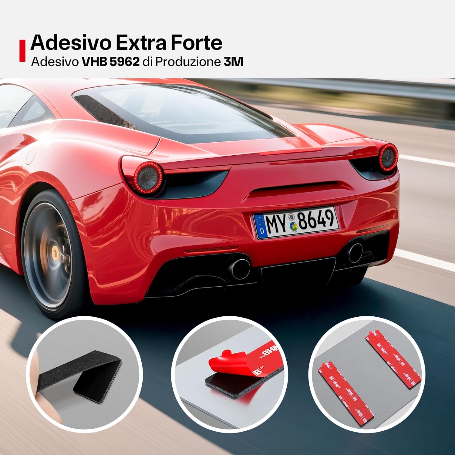 Thumbnail 2 de FIXCHORD Cuscinetti adesivi per targa con nastro biadesivo extra forte 5962 (10 pezzi) per montaggio su auto