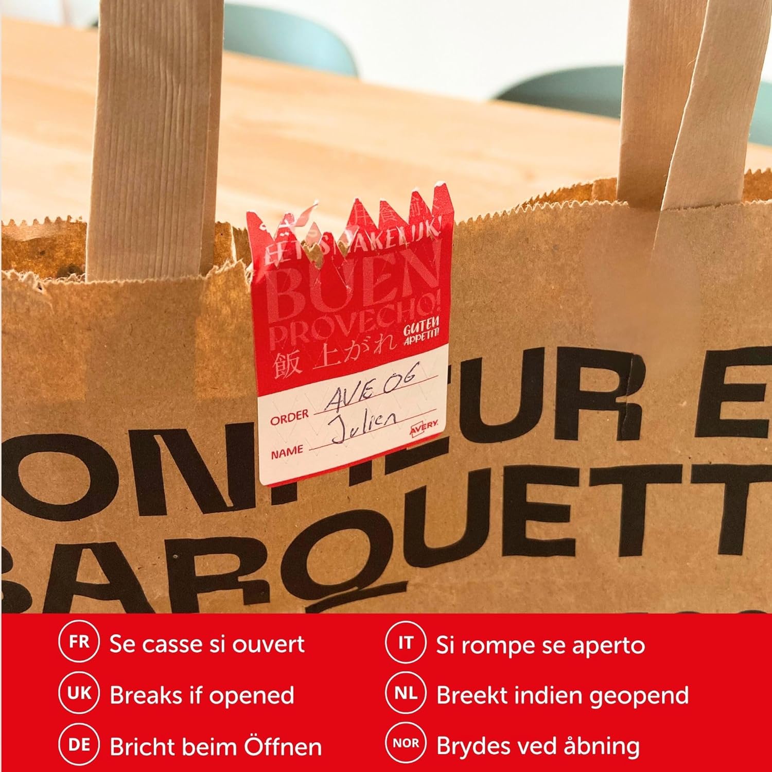 Thumbnail 6 de Avery Rouleau 250 étiquettes scellage 40x95 mm (FTSEALR-250) — anti‑fraud et pratique en cuisine