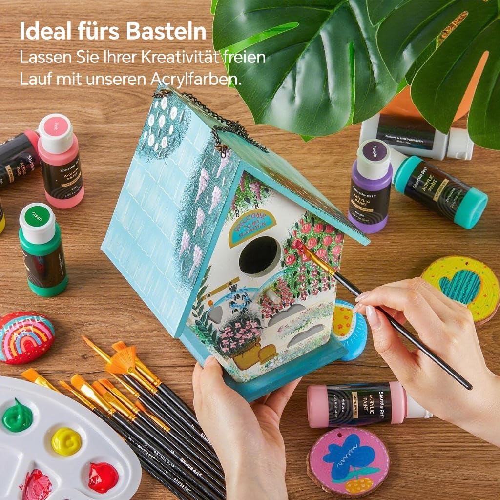 Thumbnail 5 de Shuttle Art Acrylfarben-Set, 25 Farben (60 ml) – reich pigmentiert, wasserfest auf Leinwand, Holz, Keramik