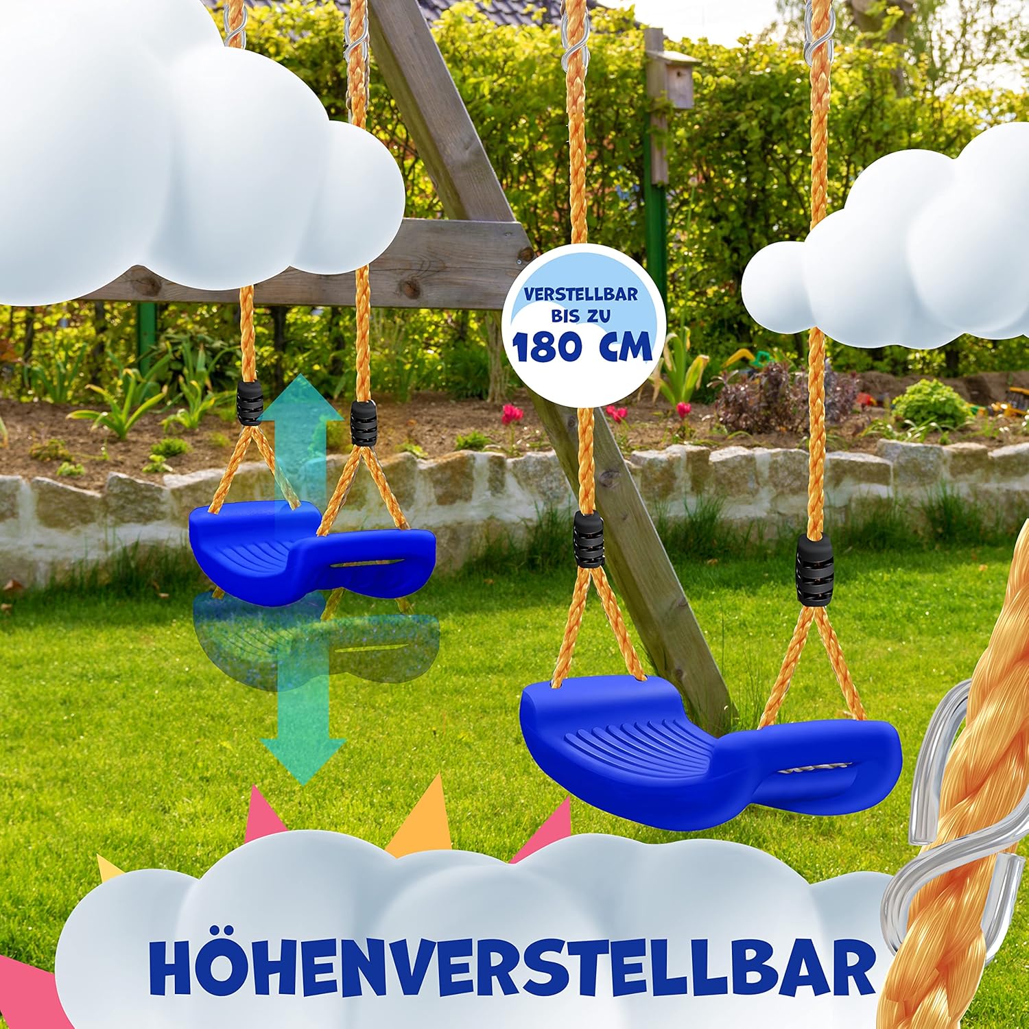 Thumbnail 5 de KIDIZ Schaukel Garten Kinderschaukel Set (Outdoor & Indoor) – höhenverstellbar, rutschfest, Schaukelbrett für Kinder