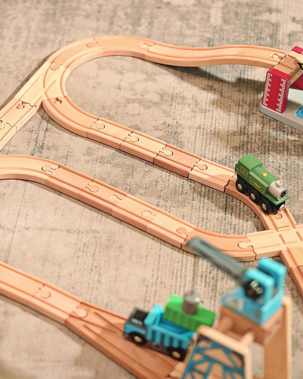 Detalle de SainSmart Jr. Ferrovia in legno 52 pezzi: estensione binario compatibile con le principali marche