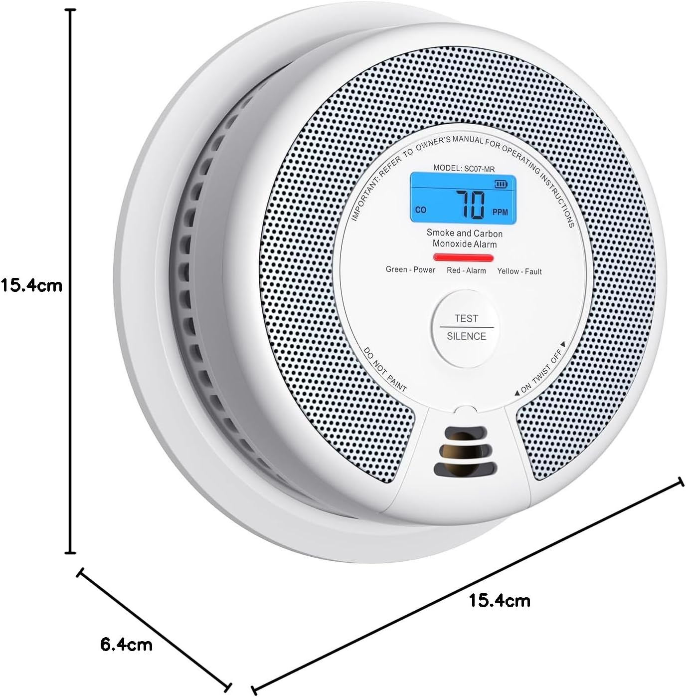 Detalle 1 de X-Sense SC07-MR Smart Interlinked Smoke and Carbon Monoxide Alarm (1-Pack) with Link+ Pro base station required