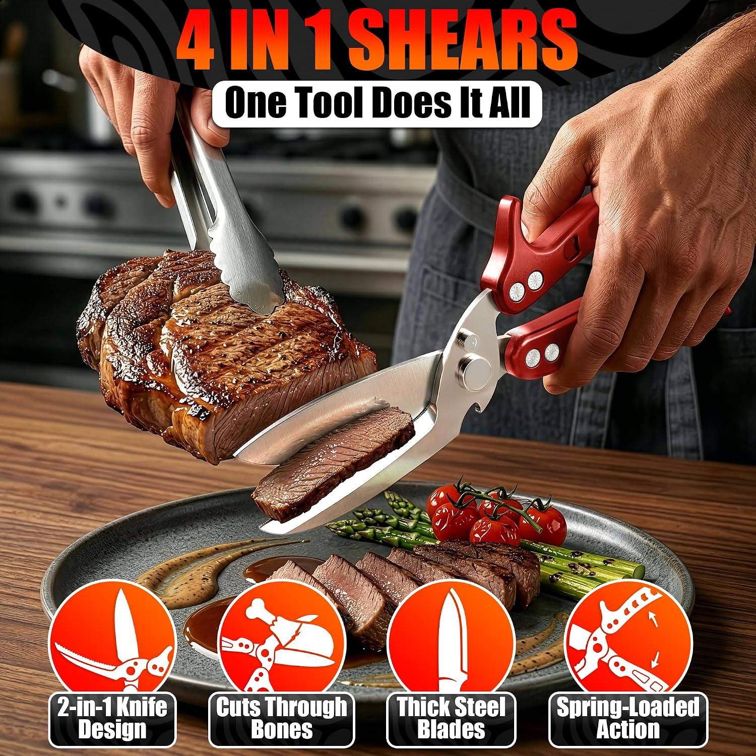 Detalle 1 de Poultry Shears with 3Cr14 Steel Blades