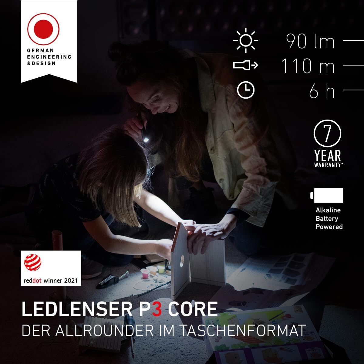 Detalle 2 de Ledlenser P3 Core 90 Lumen Taschenlampe 🔦