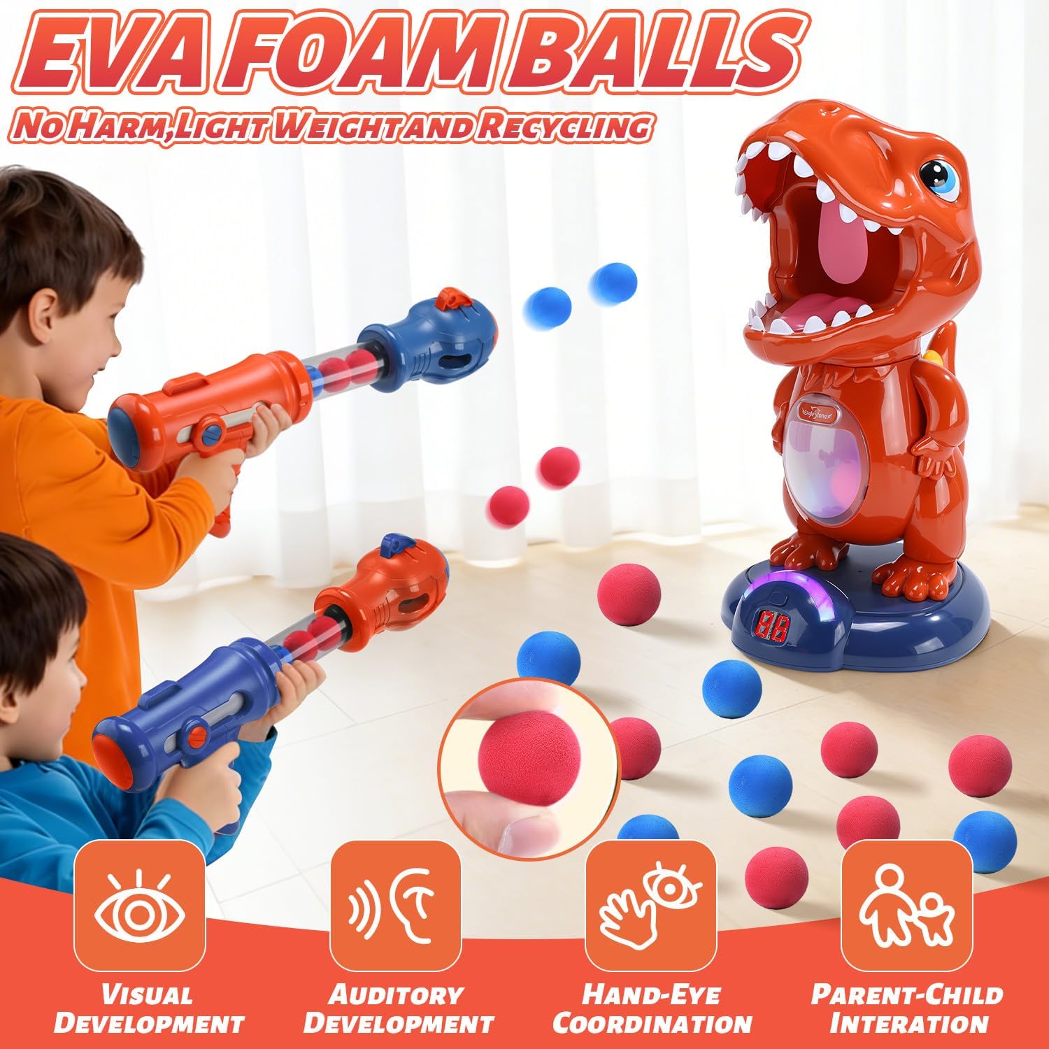 Detalle 2 de EagleStone Dinosaur Shooting Game for Kids 3-9 with Moving Target and LED Score