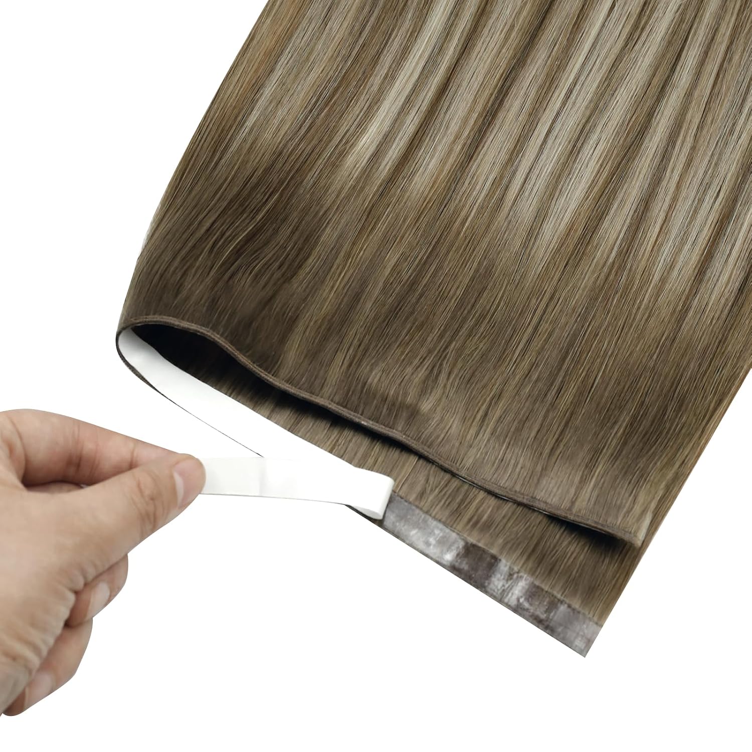 Detalle 2 de LaaVoo Tape-in Weft Echthaar Extensions Ombre Blond – 45 cm, 50 g pro Stück