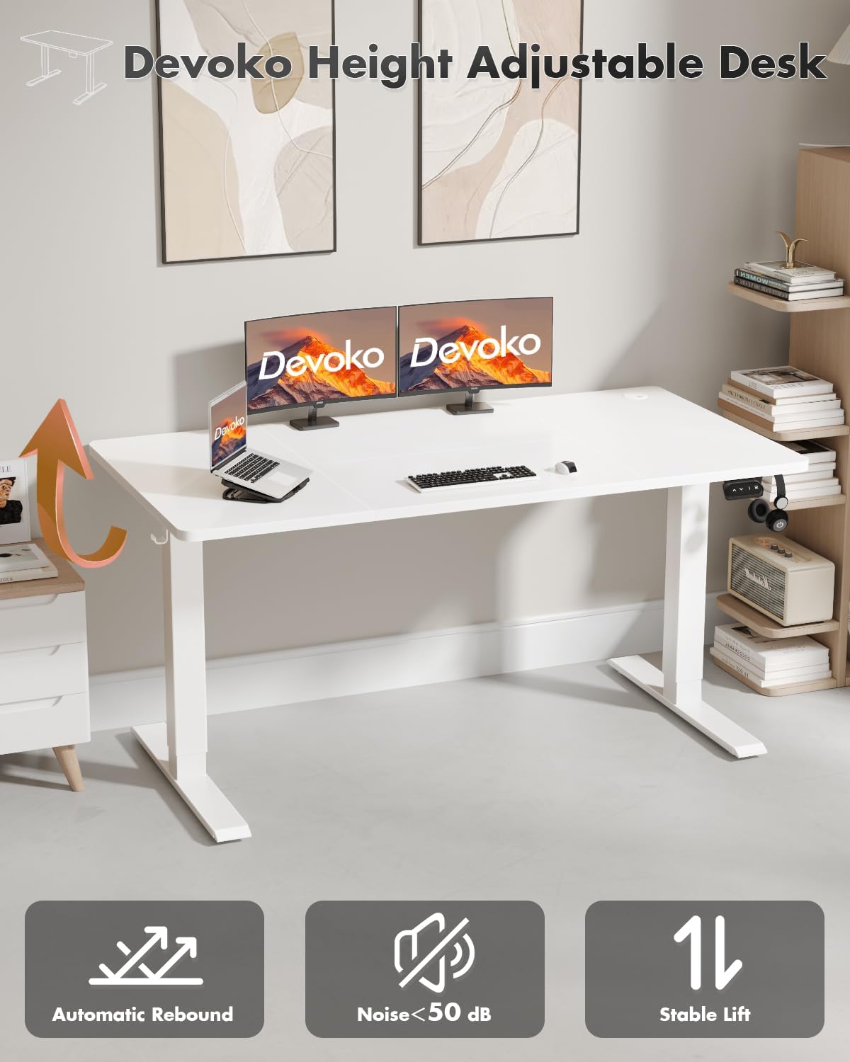 Thumbnail 5 de Devoko Electric Standing Desk 120x60cm Height Adjustable