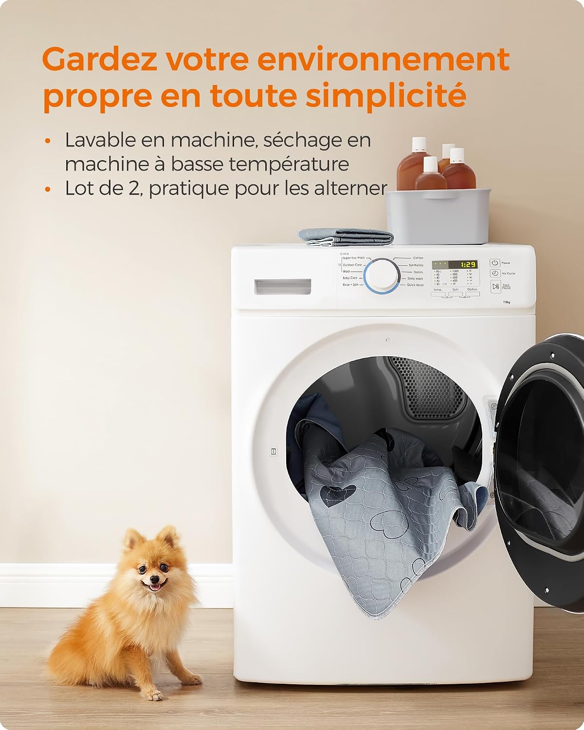 Thumbnail 6 de Feandrea Tapis Éducateur pour Chien – Lot de 2, 61 x 46 cm, Gris, Antidérapant