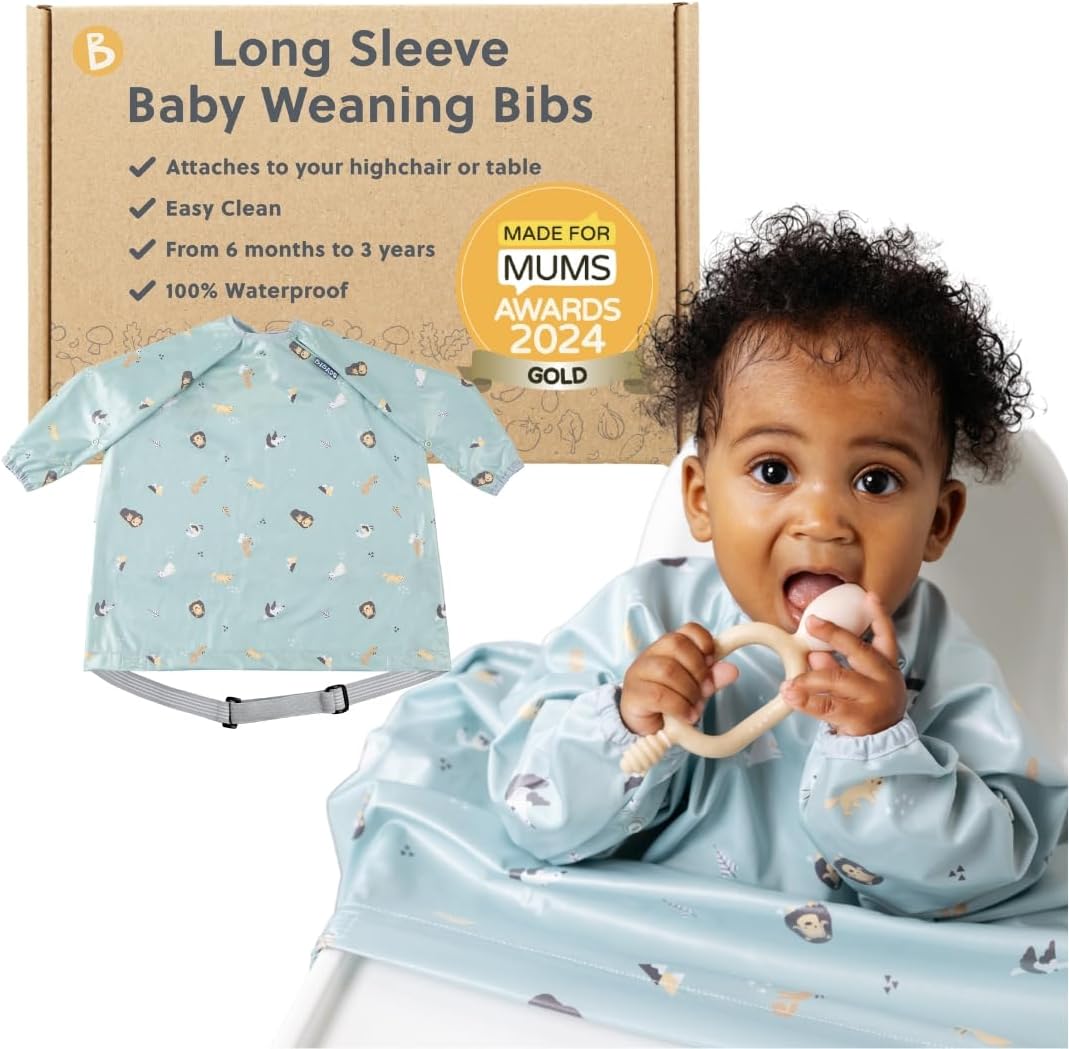 Detalle de BIBaDO Long Sleeve Baby Bibs (6–36 months) – Waterproof coverall weaning bib