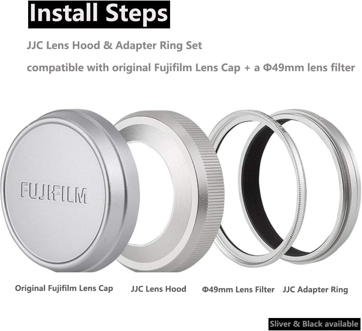 Detalle de JJC Lens Hood with Adapter Ring for Fujifilm X100 Series: Practical Protection with 49mm Compatibility