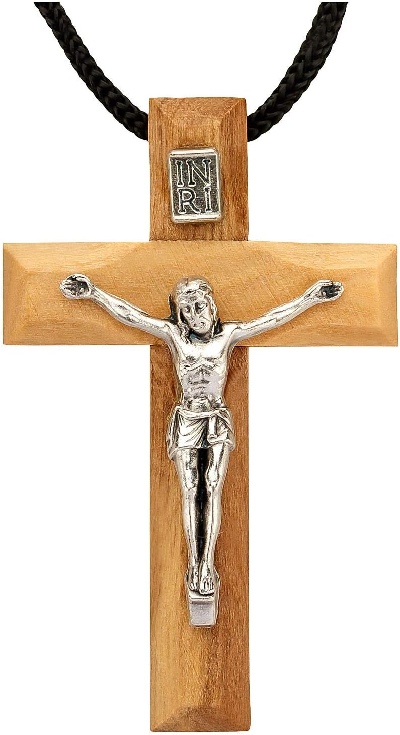 Detalle de MaMeMi Kette mit Kreuz-Anhänger aus Olivenholz & Edelstahl – Symbol für Leben, Wachstum & Schutz