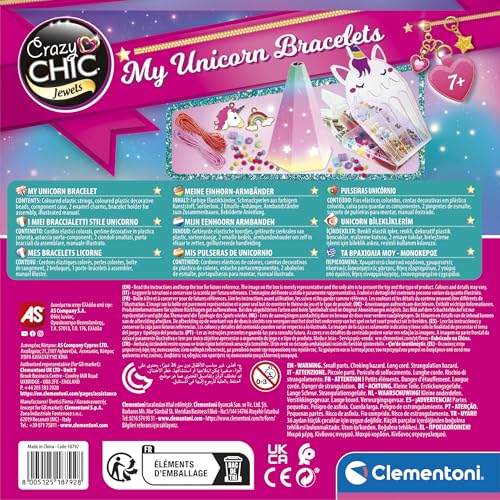 Detalle de Clementoni Crazy Chic My Unicorn Bracelets – Kit braccialetti fai da te per bambine, 7+ | Ciondoli unicorno e arcobaleno