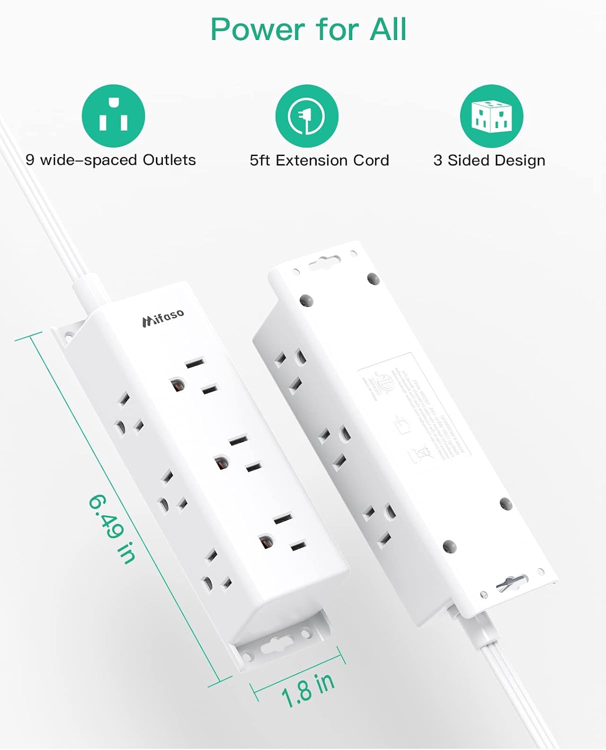 Detalle 2 de Power Strip Surge Protector with 9 Outlets