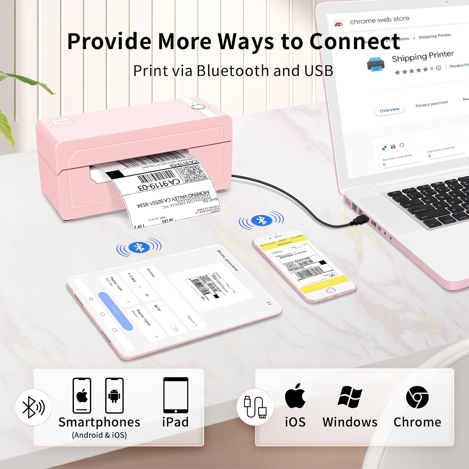Thumbnail 1 de JADENS 4x6 Bluetooth thermal label printer