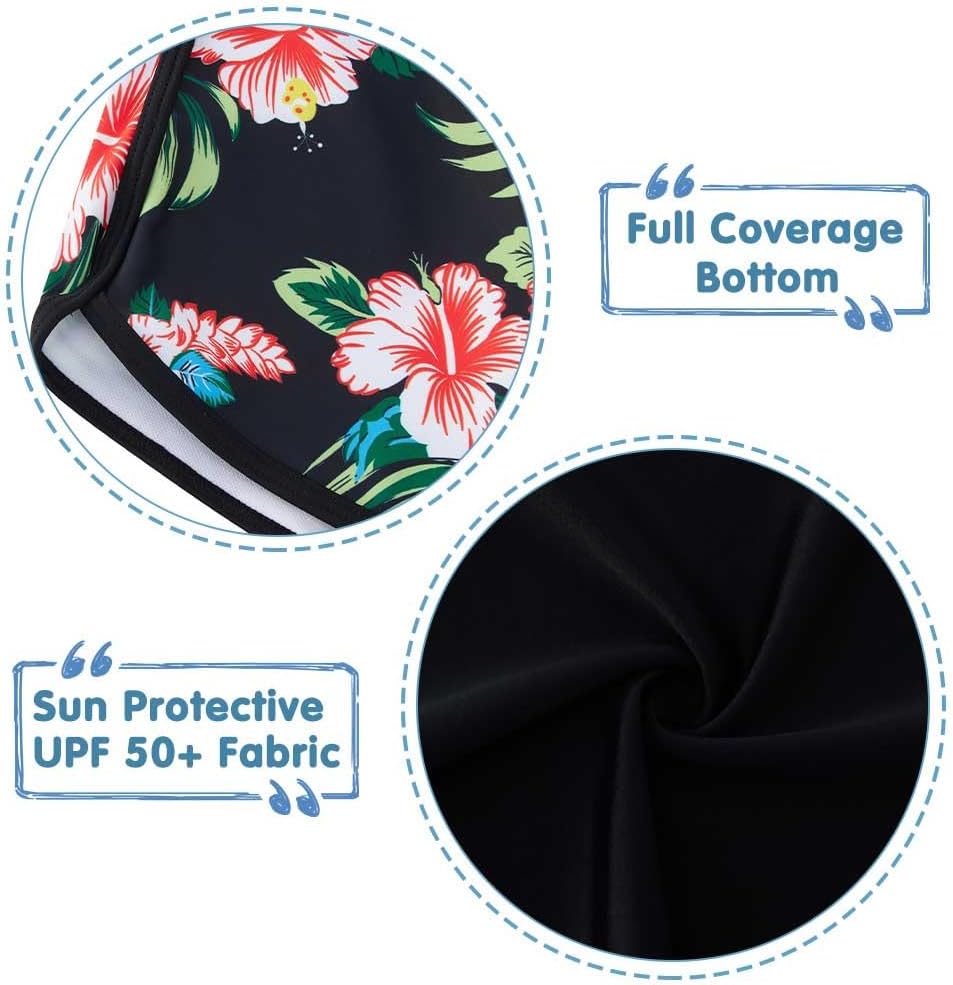 Detalle 2 de ADUKIDE Girls Rash Guard Swimsuit 2-Piece (UPF 50+) – A Practical Summer Set for Splash-Wassup Fun