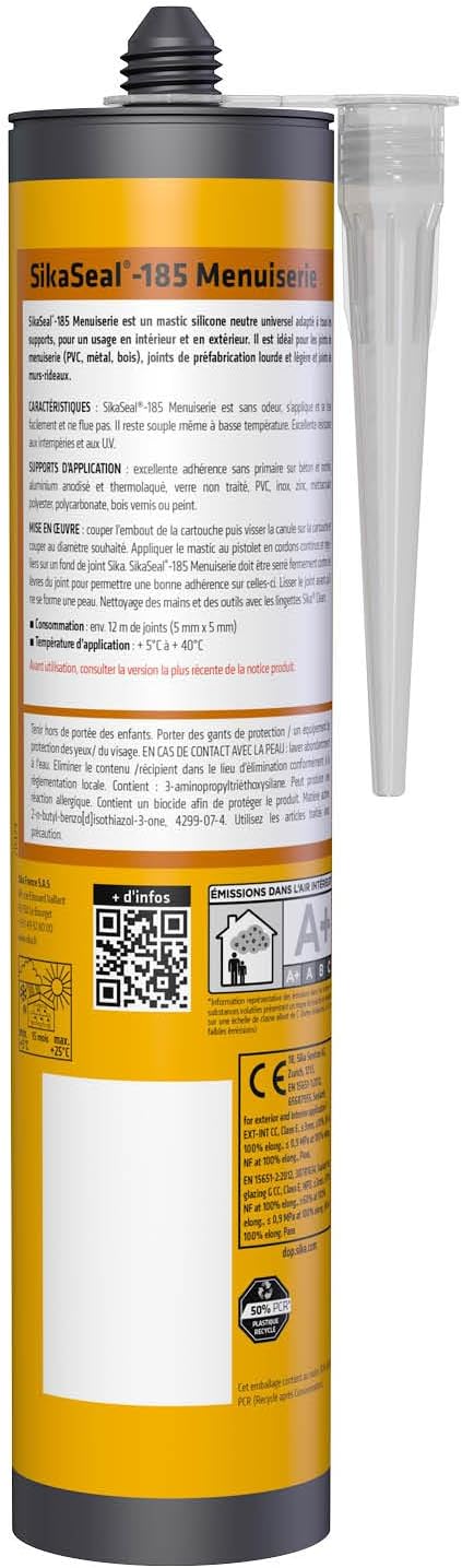 Thumbnail 1 de SikaSeal-185 Mastic Silicone Universel – Joint de construction transparent 300 ml
