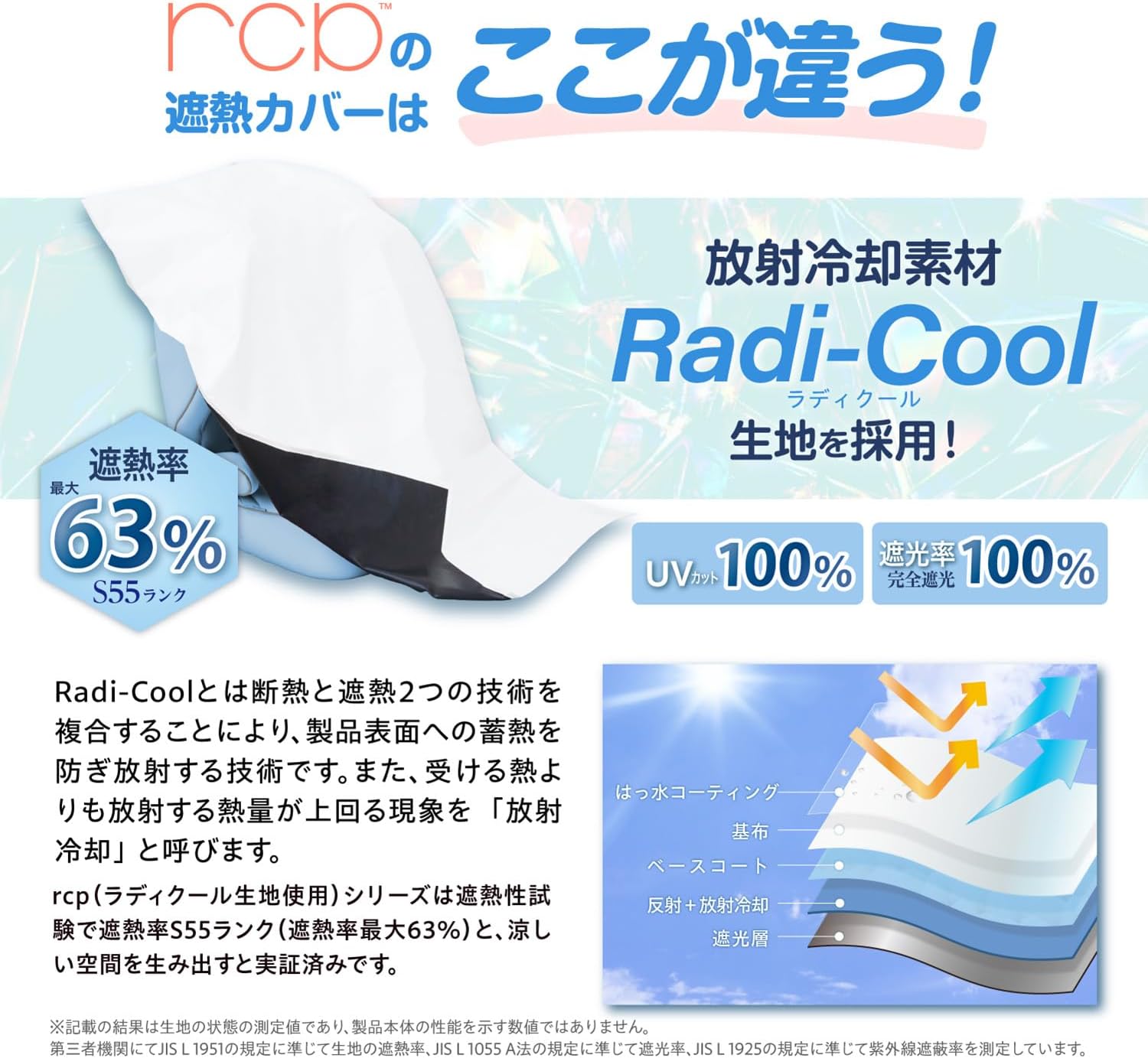 Detalle de セイワ(SEIWA) rcp21 チャイルドシートカバー|ラディクール生地・遮熱率63%・UV遮蔽率100%