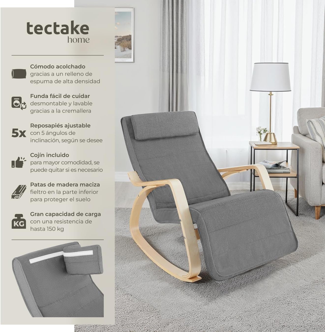 Detalle 2 de tectake® Silla Mecedora Ergonómica 5 posiciones