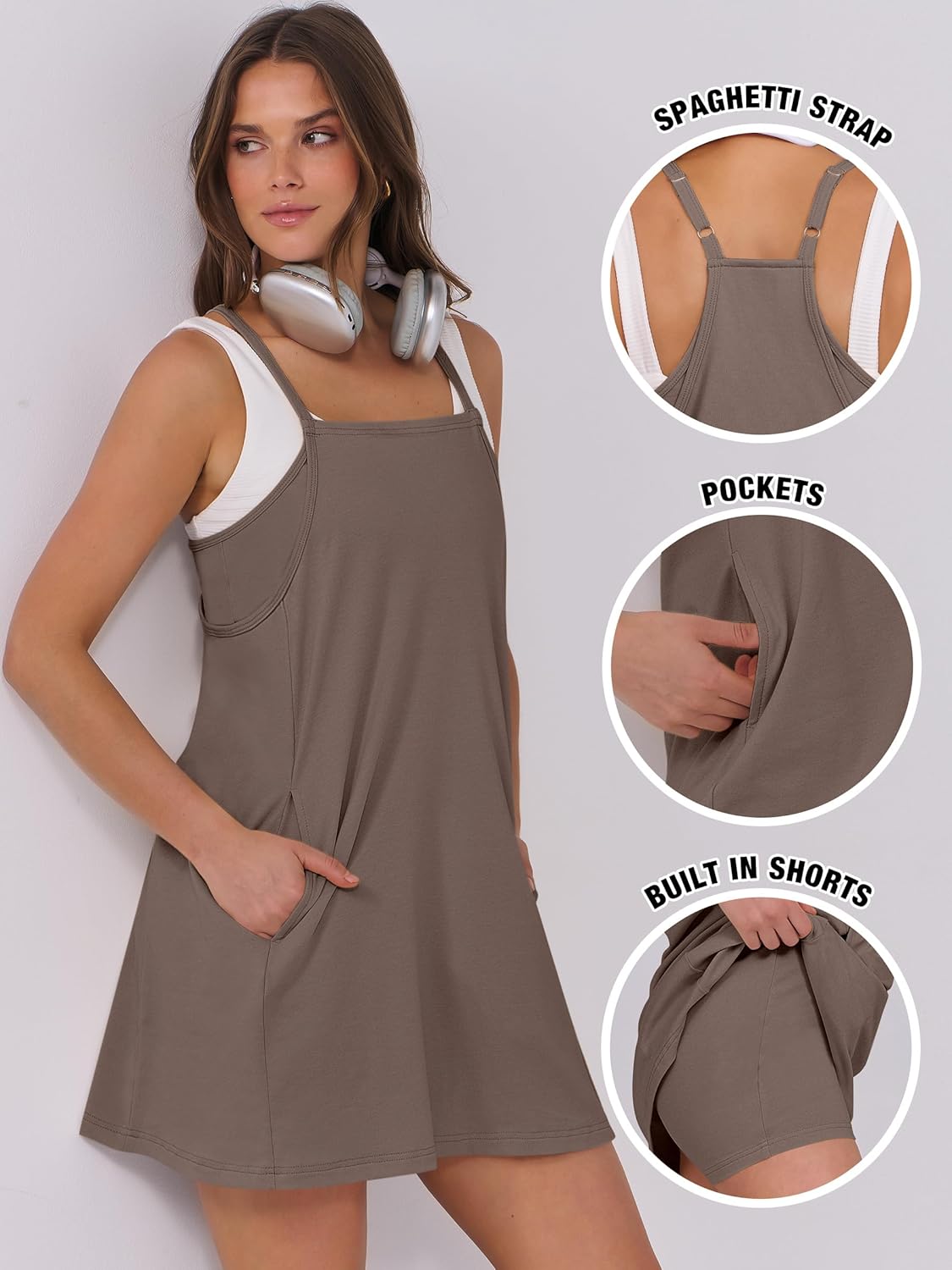 Thumbnail 5 de ANRABESS Women Summer Dress 2026 Beach Vacation Tennis Romper Dress with Built-In Shorts
