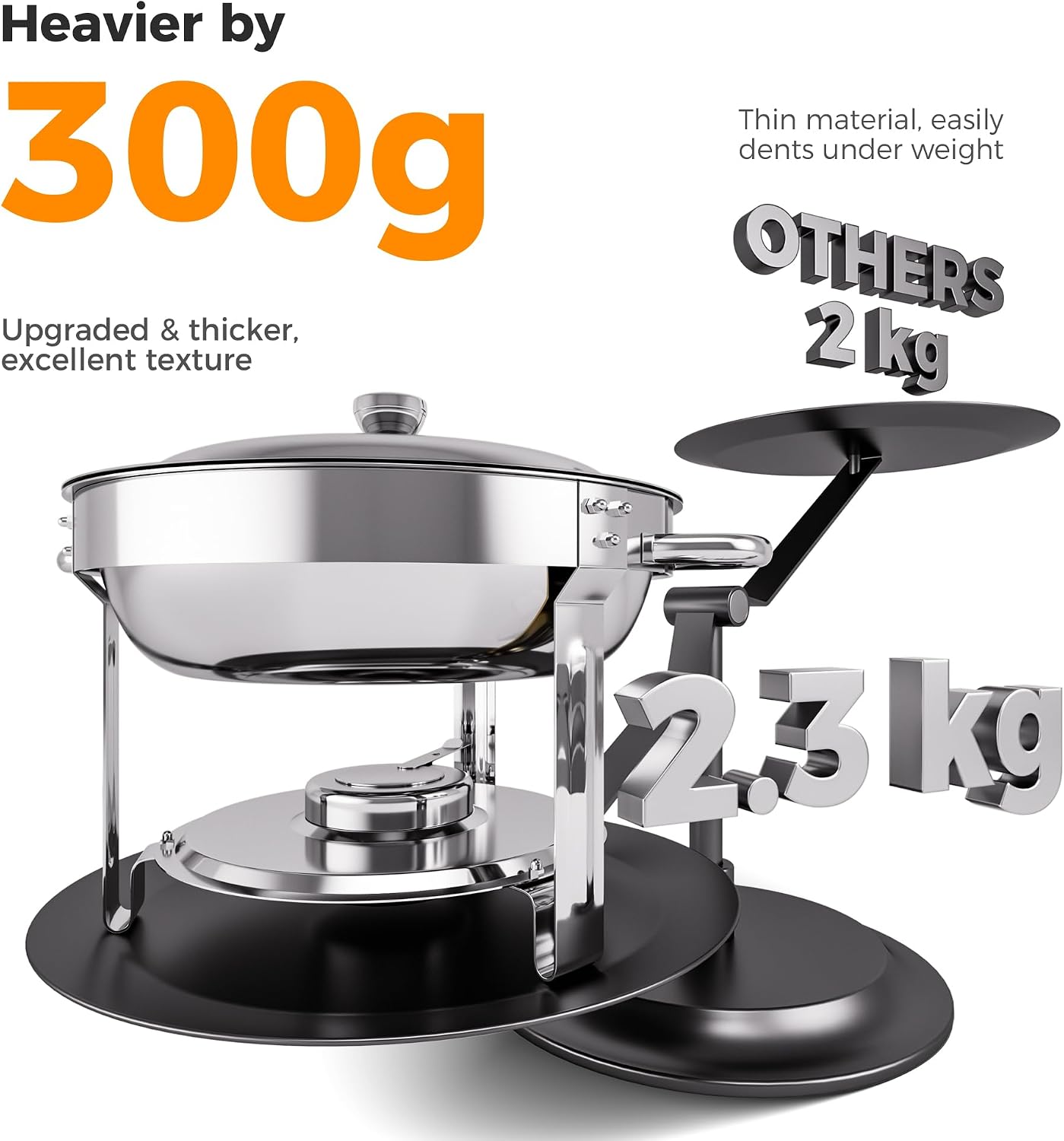 Detalle de CAMMOO Silver 4 Pack Chafing Dishes for Buffet 6QT Buffet Set 🍽