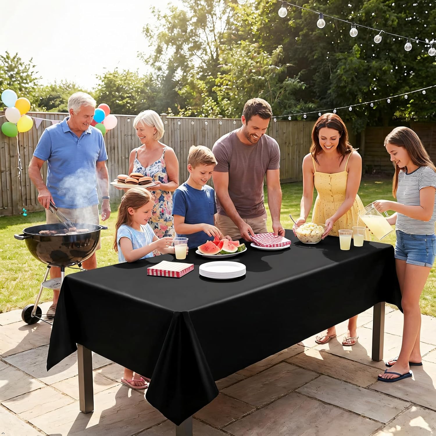 Thumbnail 6 de 8 Pack Black Tablecloths 60x102 Inch for 6ft Tables 📋