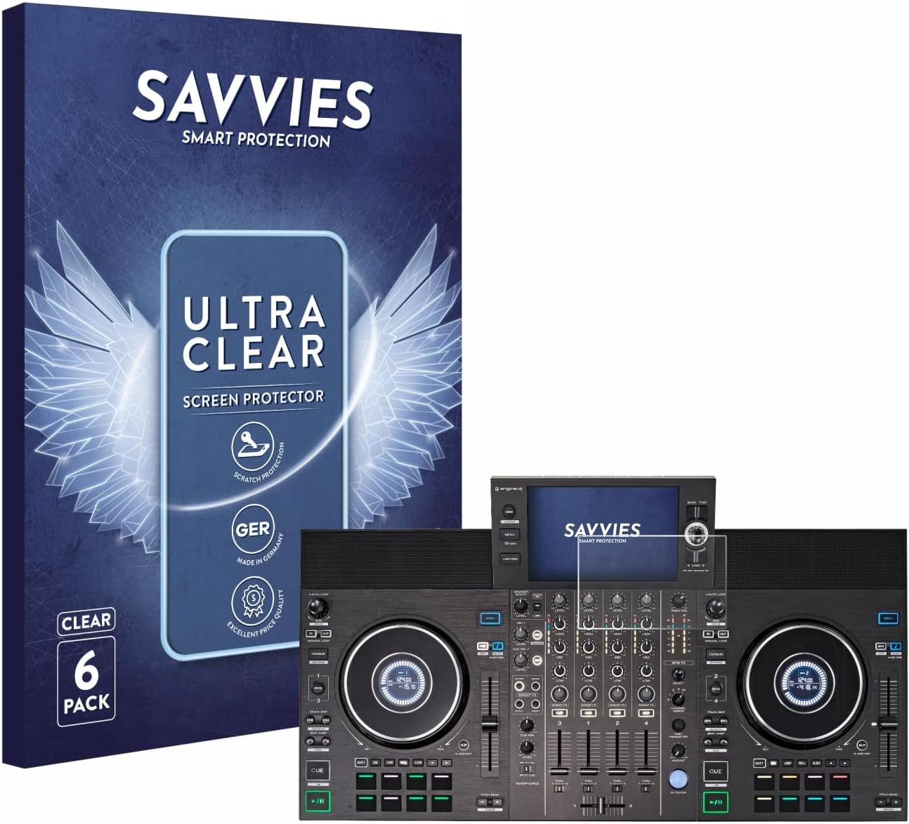Detalle de Savvies 6 Pezzi Pellicola Protettiva per Denon DJ SC LIVE 4: protezione tattile e trasparente