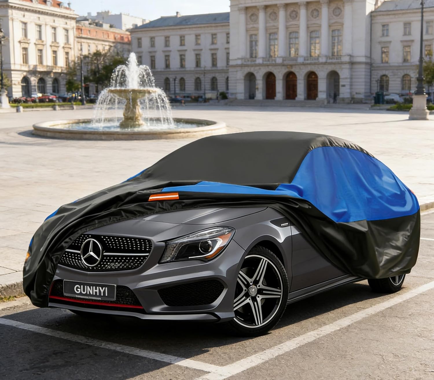 Thumbnail 5 de Housse de Voiture Gunhyi Imperméable et Respirante pour Mercedes CLA Berline – Bâche noire et bleue, protection toutes saisons