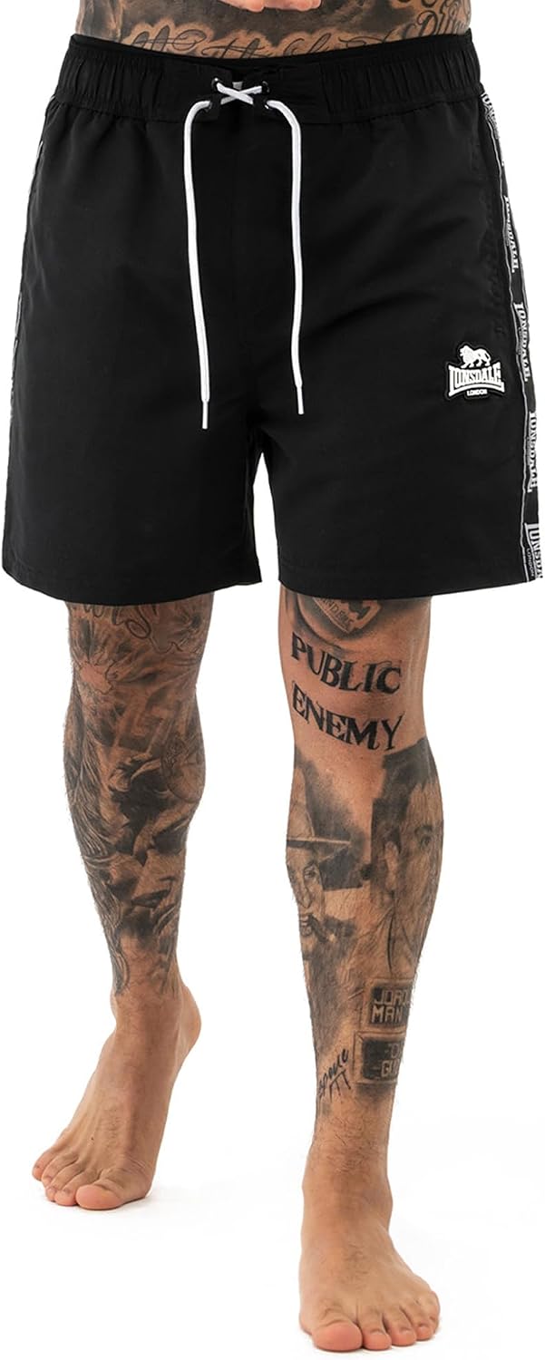 Detalle de Lonsdale London KIRBUSTER Homme Short de Bain Noir – Style streetwear et confort