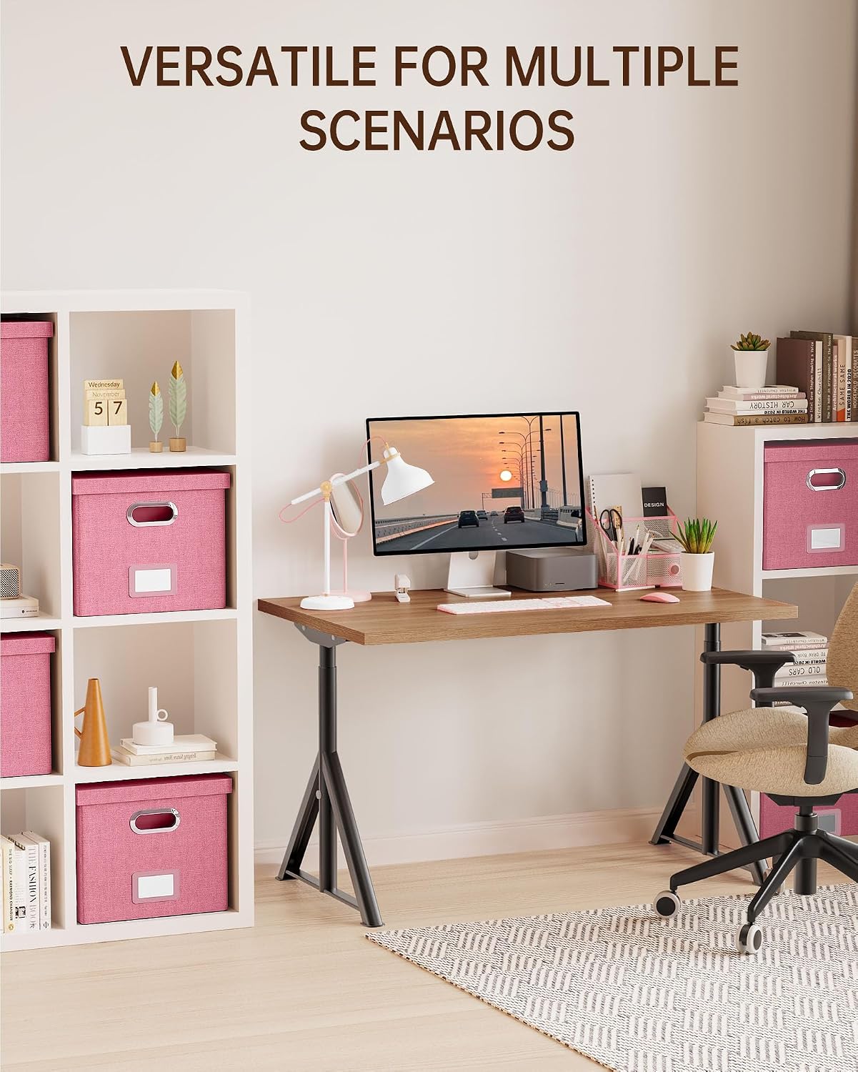 Detalle 2 de Oterri AM03118 File Organizer, Foldable Letter/Legal File Box, New Pink