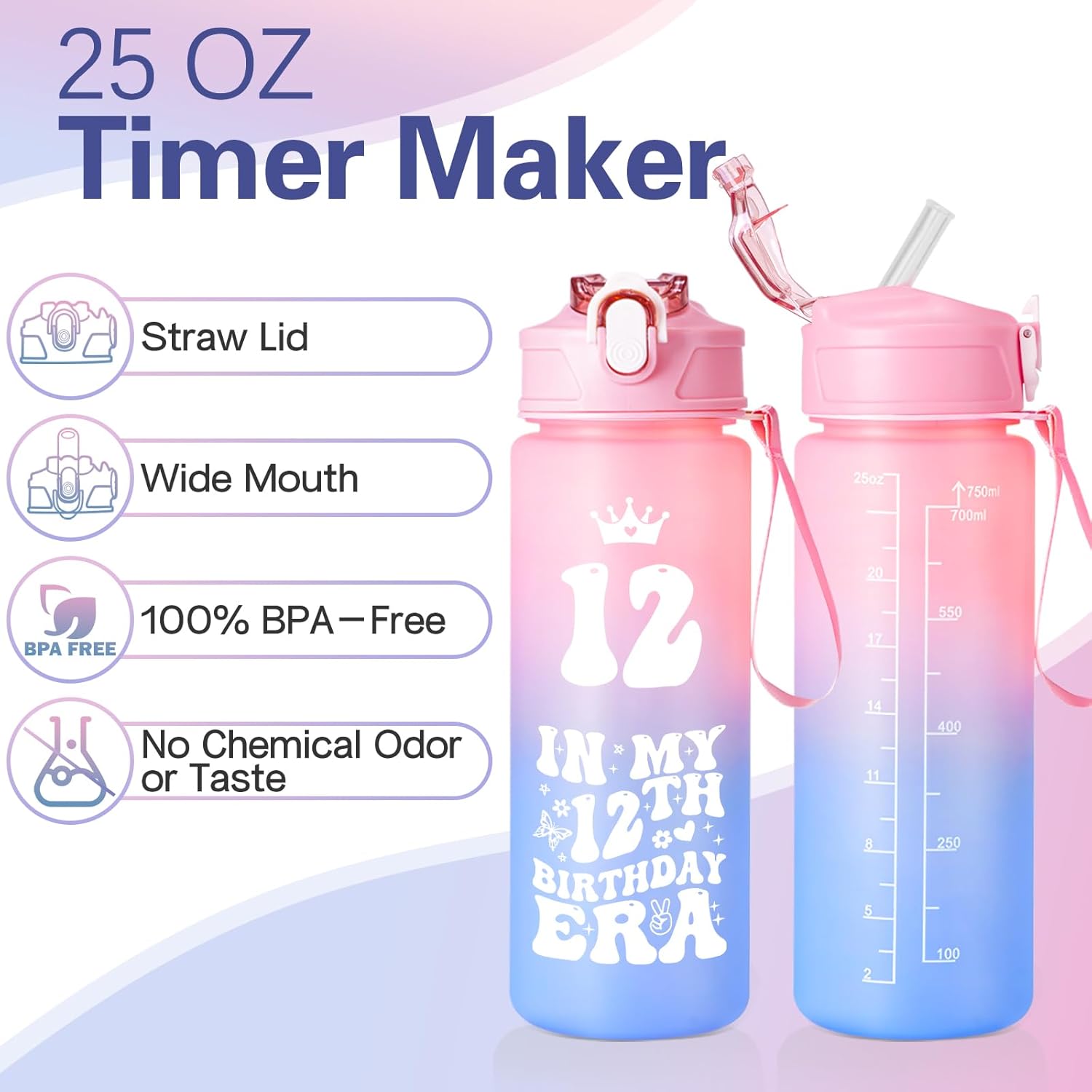 Thumbnail 1 de Frerdui 12th Birthday Gift Set for Girls: 25oz Water Bottle, Jewellery & DIY Art