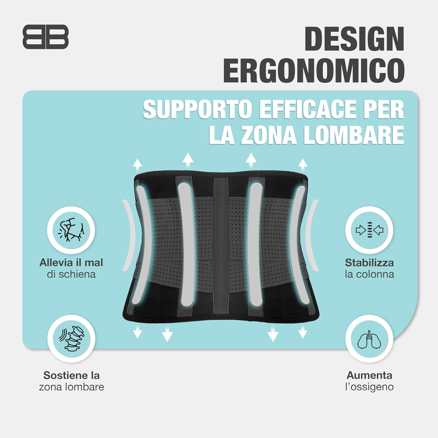 Detalle de BACK BODYGUARD fascia lombare con supporto per la schiena (corsetto lombare) per uomo e donna