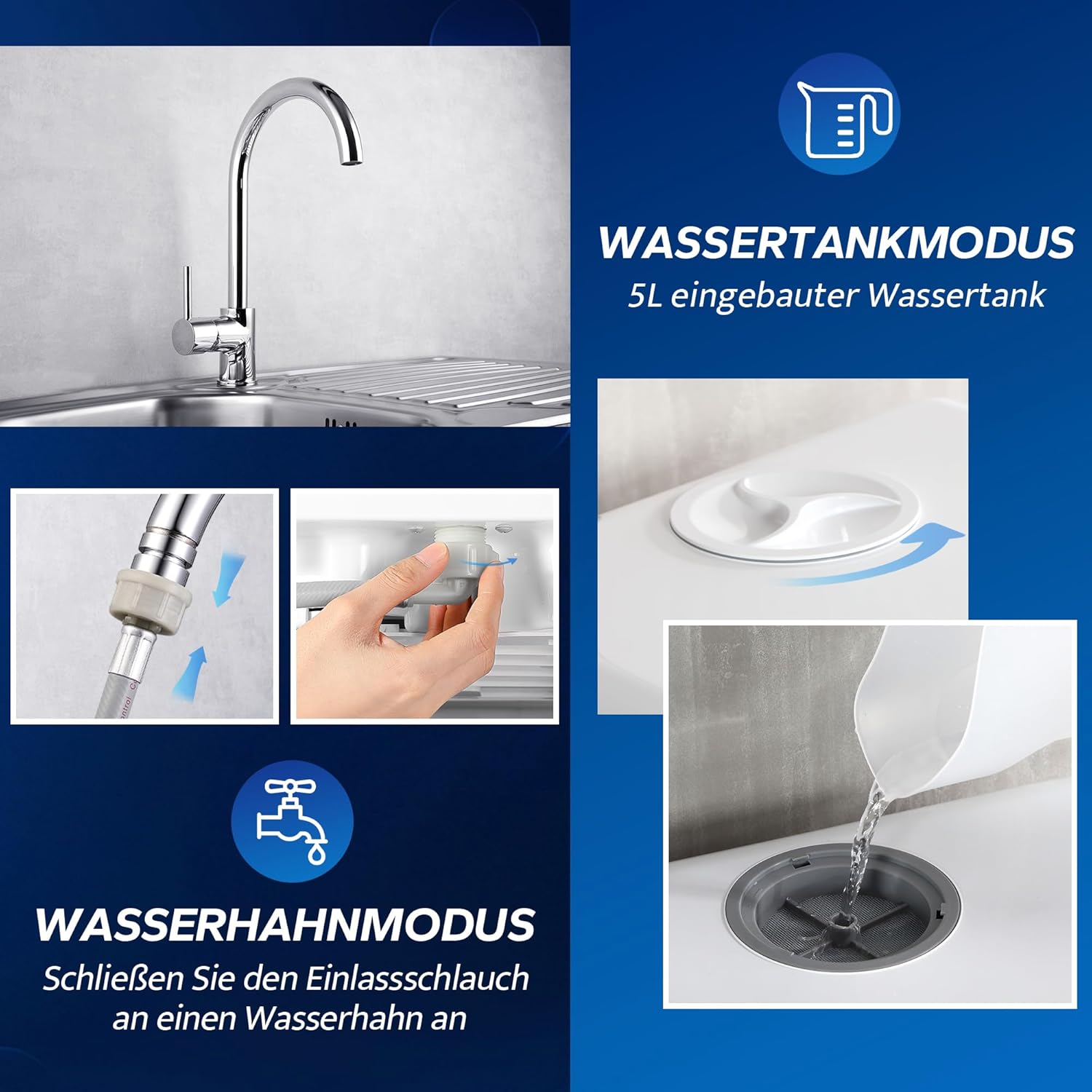Detalle 2 de AIRMSEN Mini-Geschirrspüler 5L Tank
