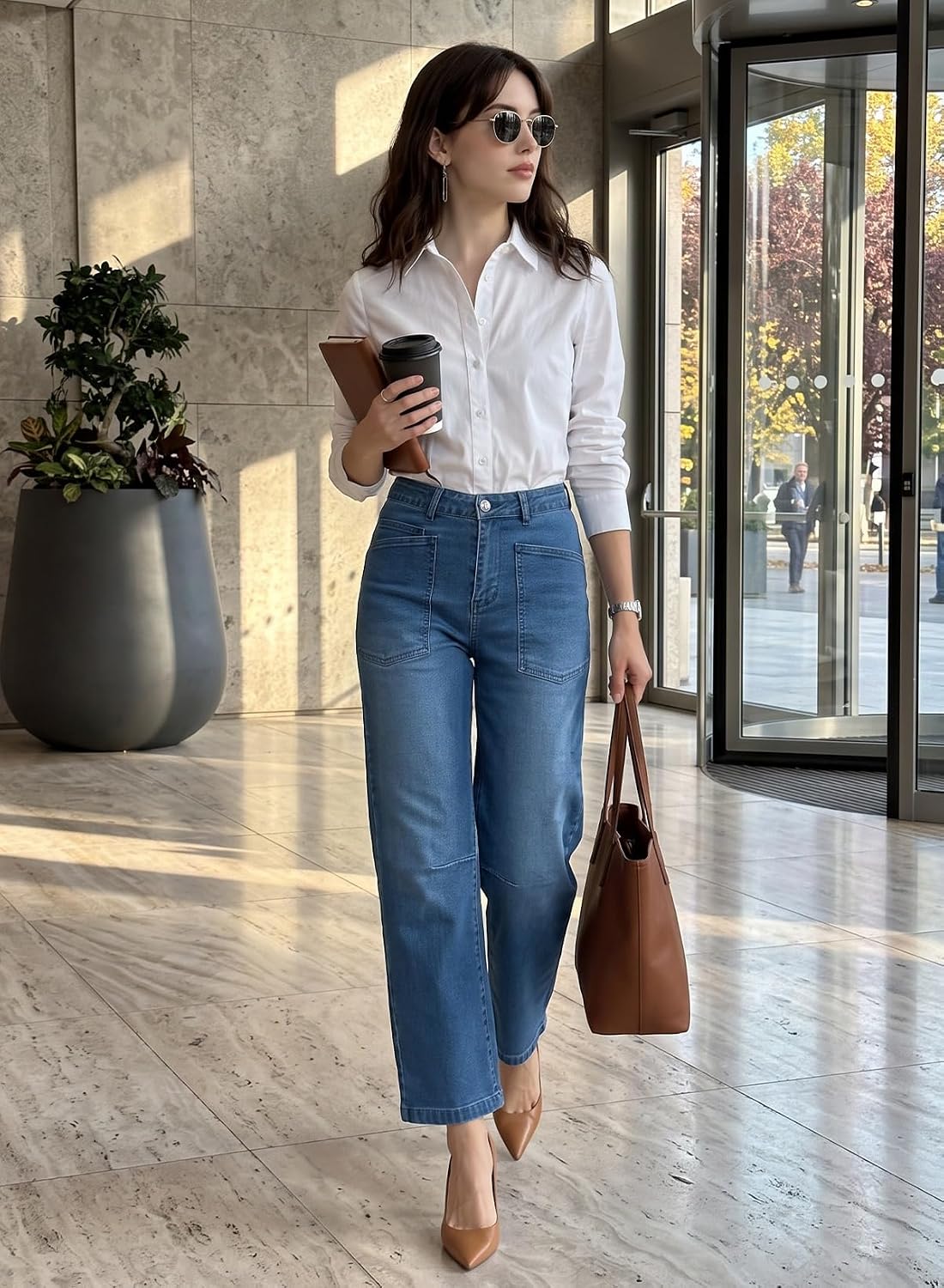 Detalle 1 de EVALESS Barrel Pants Women’s High-Waisted Stretch Baggy Jeans