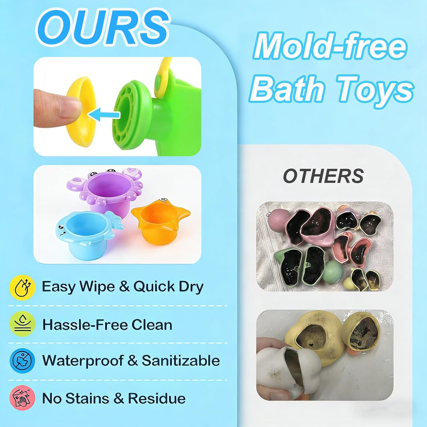 Thumbnail 2 de Baby Bath Toys for 1–5 Year Olds: 10-Piece Mould-Resistant Set for Toddlers